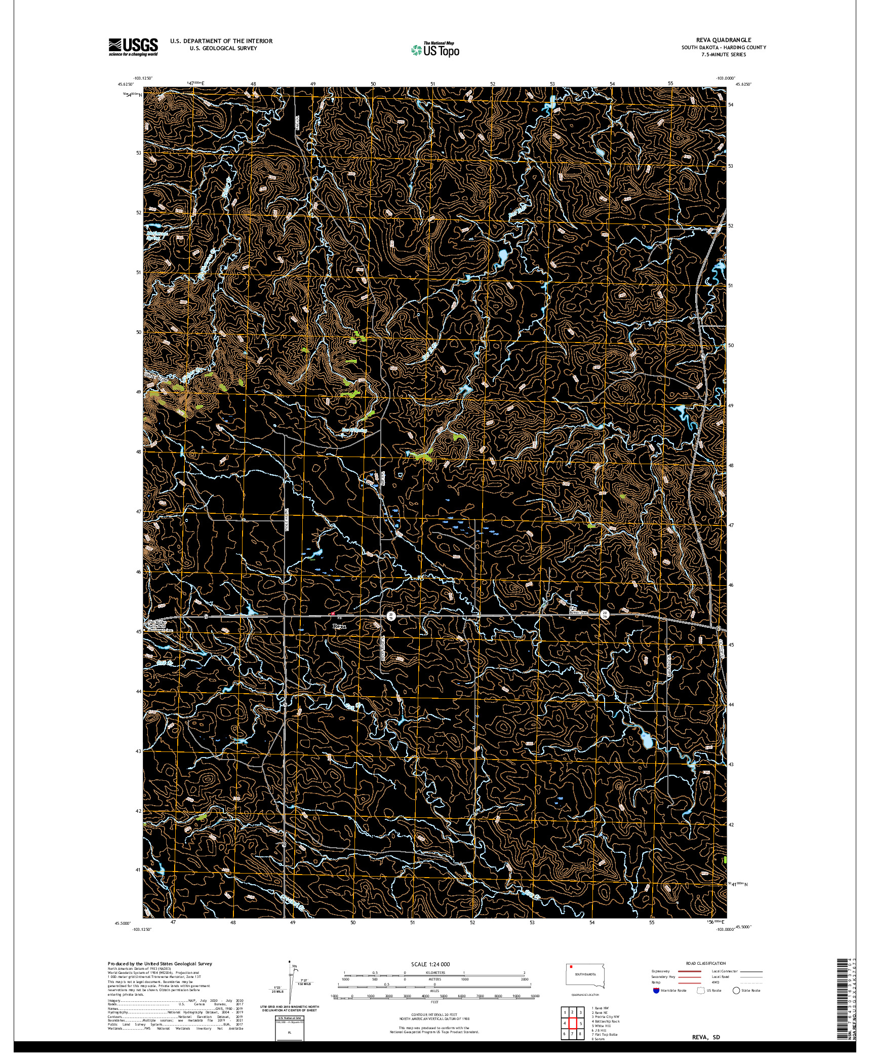 USGS US TOPO 7.5-MINUTE MAP FOR REVA, SD 2021