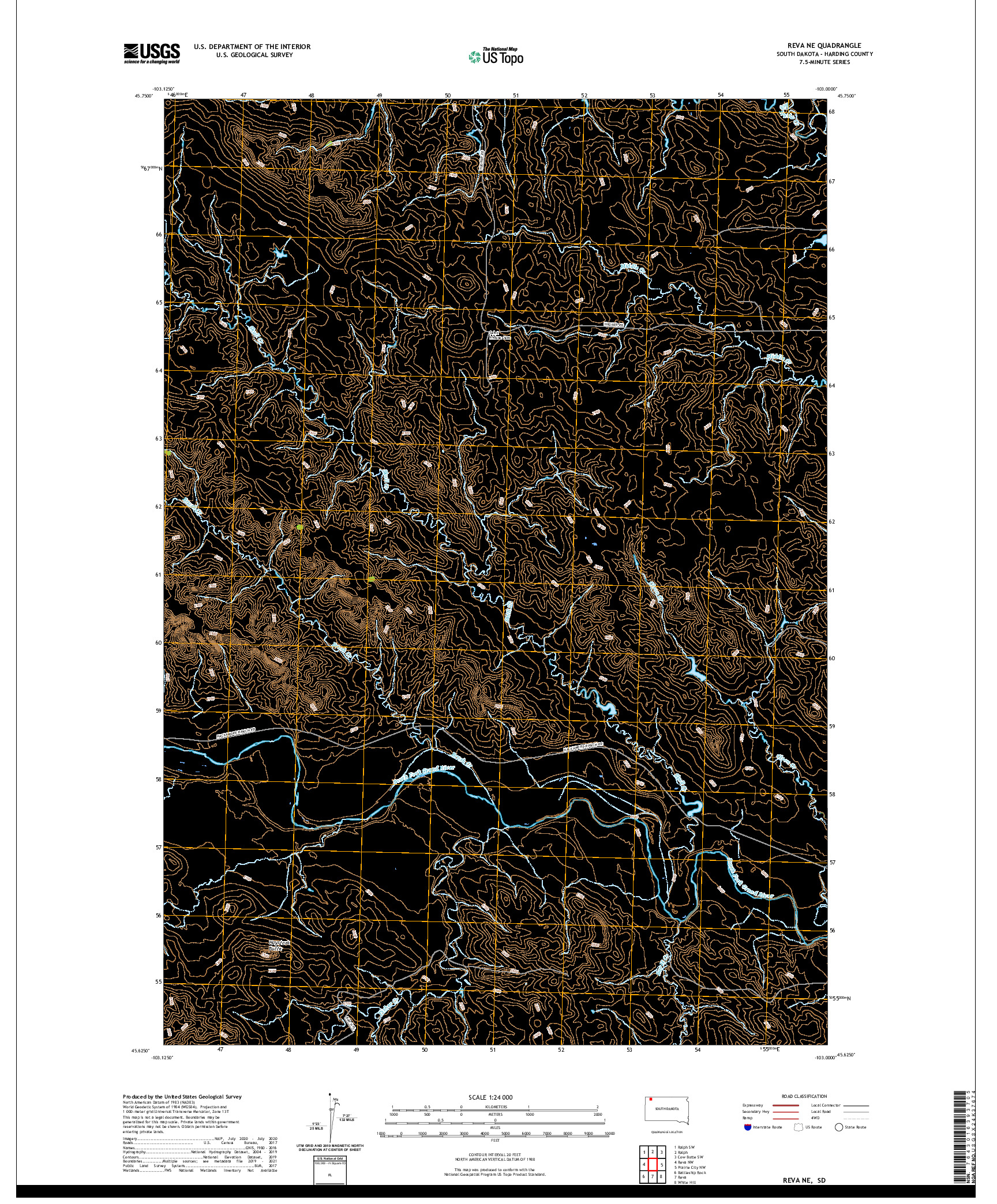 USGS US TOPO 7.5-MINUTE MAP FOR REVA NE, SD 2021