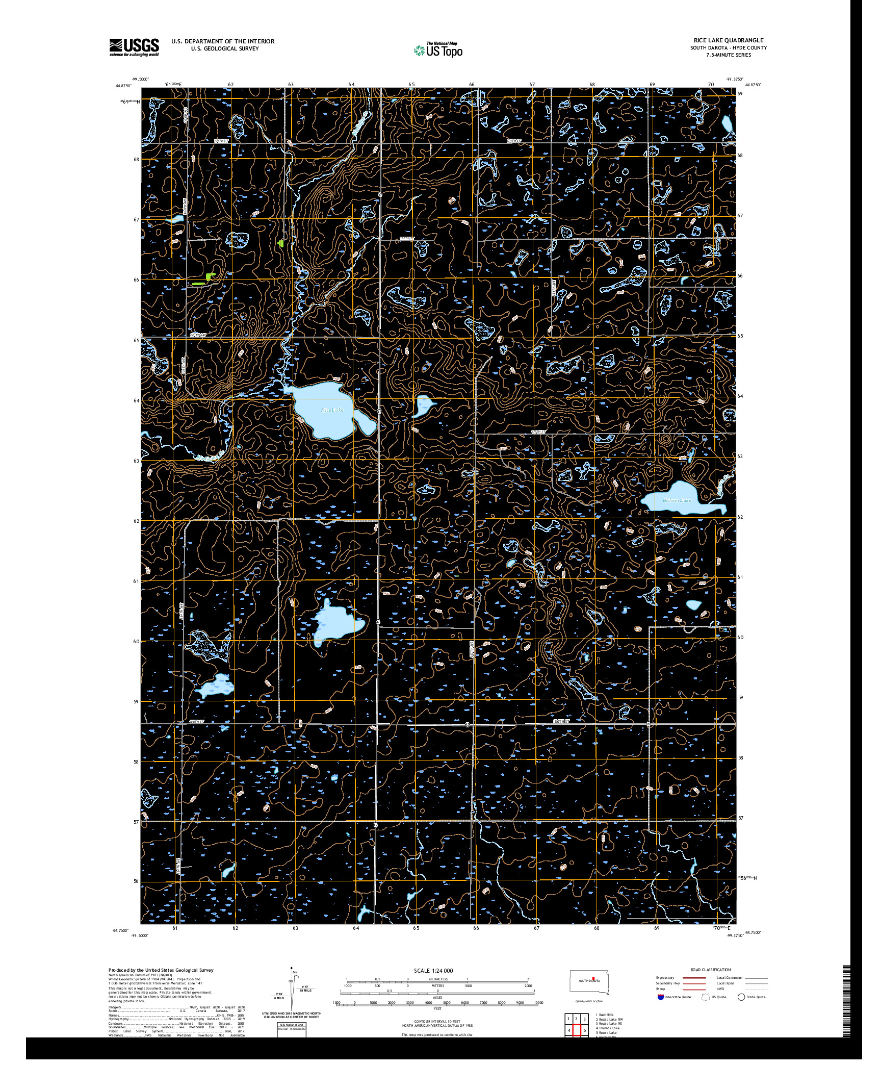 USGS US TOPO 7.5-MINUTE MAP FOR RICE LAKE, SD 2021