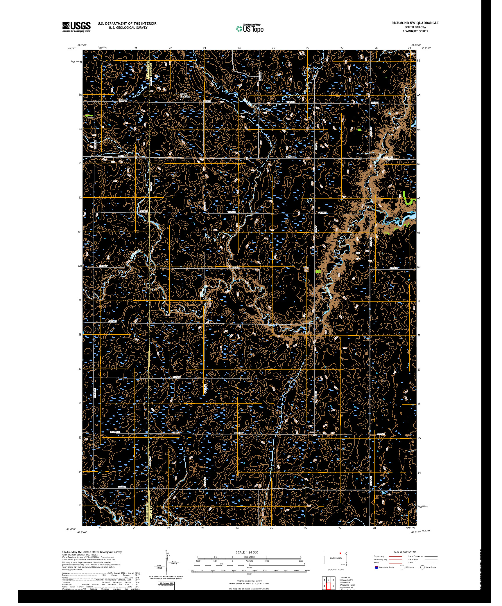 USGS US TOPO 7.5-MINUTE MAP FOR RICHMOND NW, SD 2021