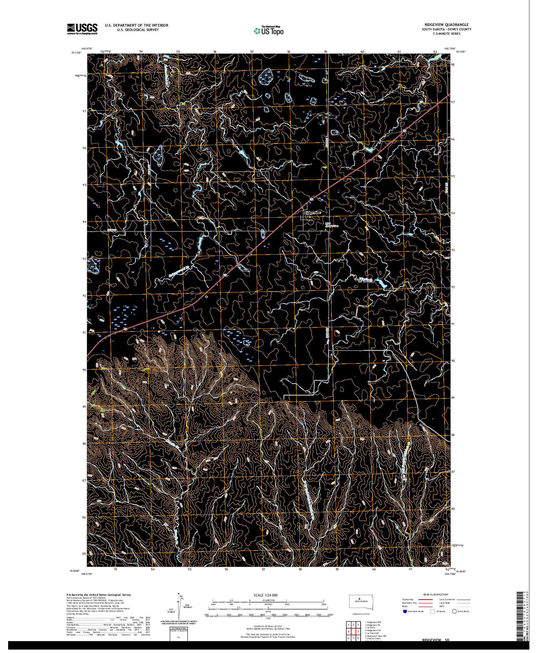 USGS US TOPO 7.5-MINUTE MAP FOR RIDGEVIEW, SD 2021