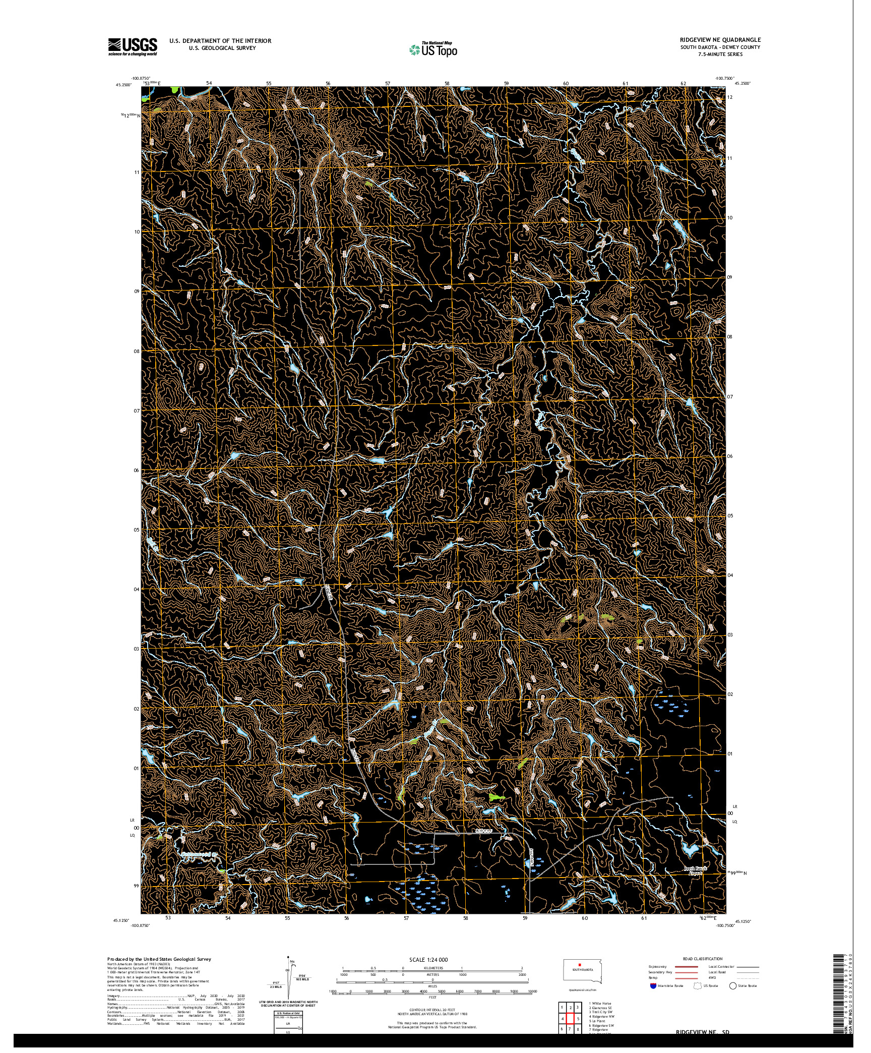 USGS US TOPO 7.5-MINUTE MAP FOR RIDGEVIEW NE, SD 2021