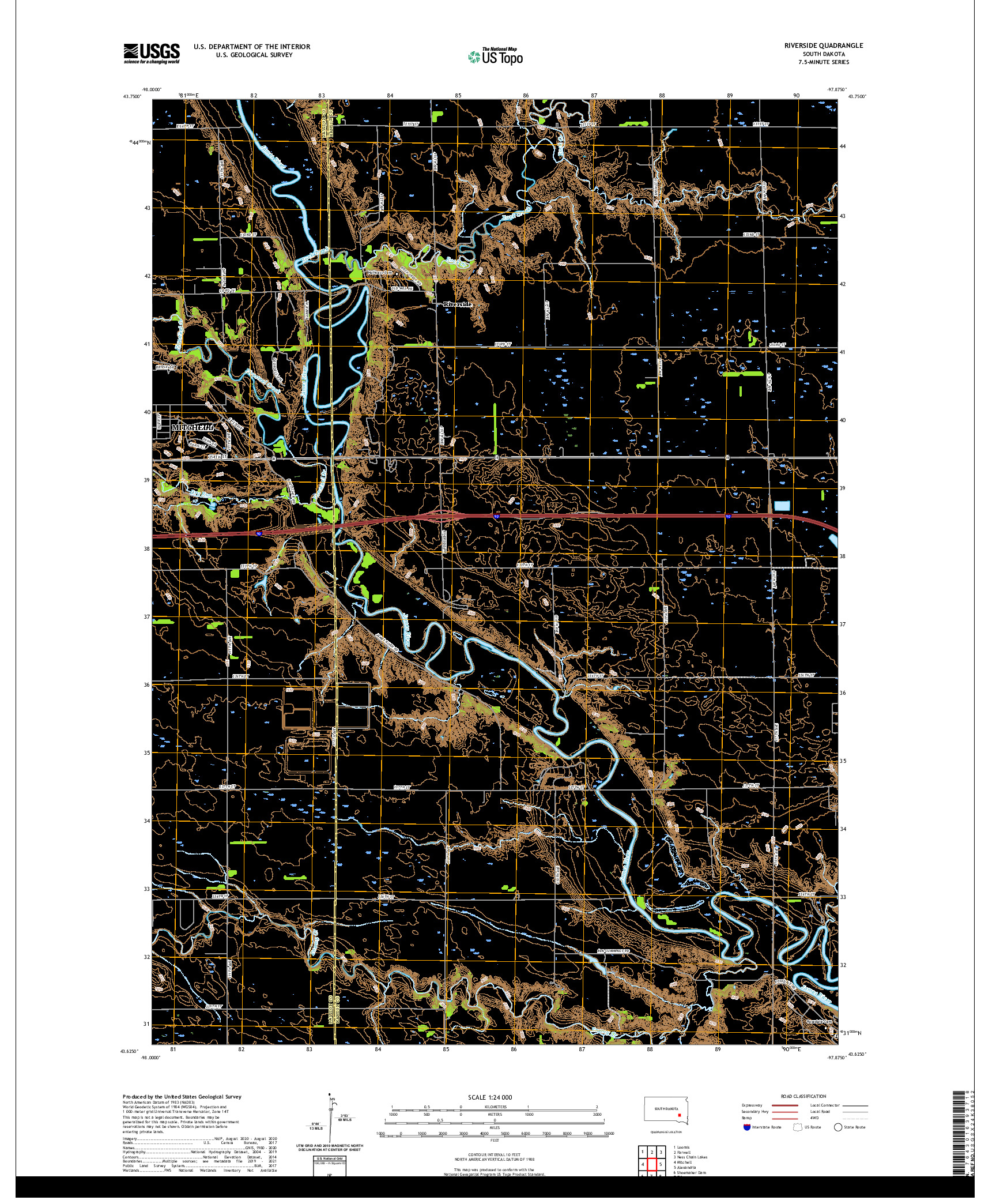 USGS US TOPO 7.5-MINUTE MAP FOR RIVERSIDE, SD 2021