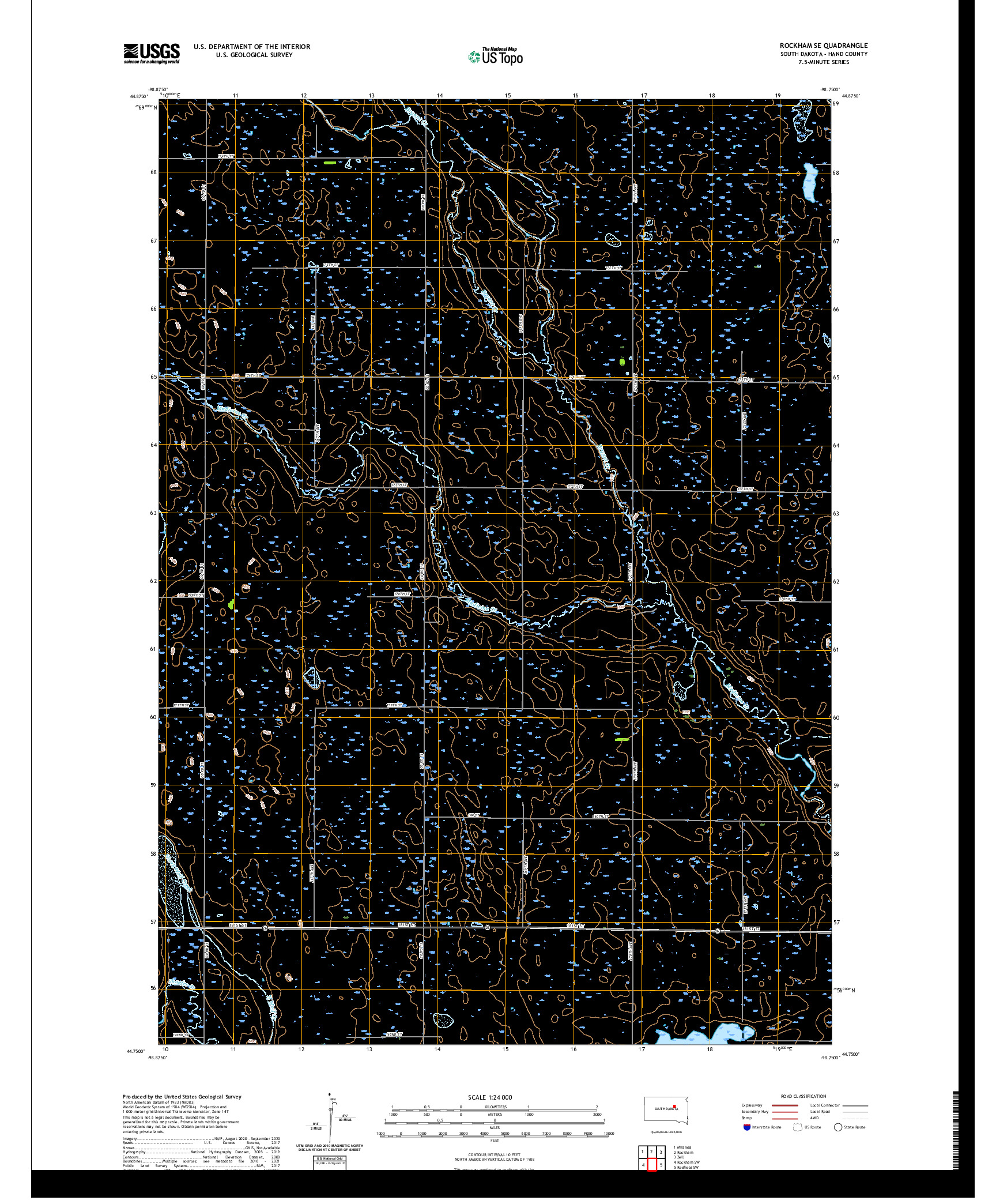 USGS US TOPO 7.5-MINUTE MAP FOR ROCKHAM SE, SD 2021