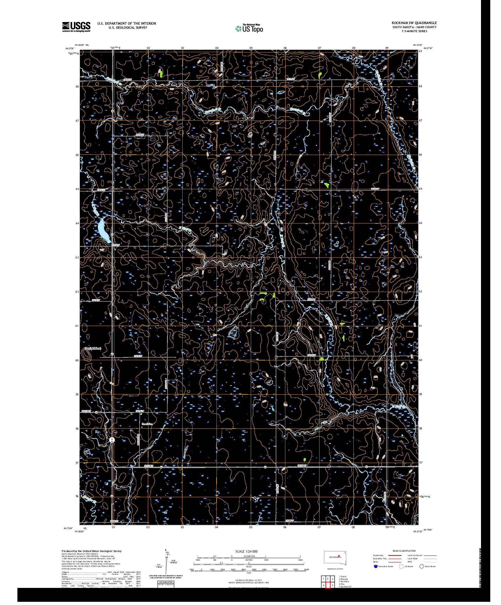 USGS US TOPO 7.5-MINUTE MAP FOR ROCKHAM SW, SD 2021