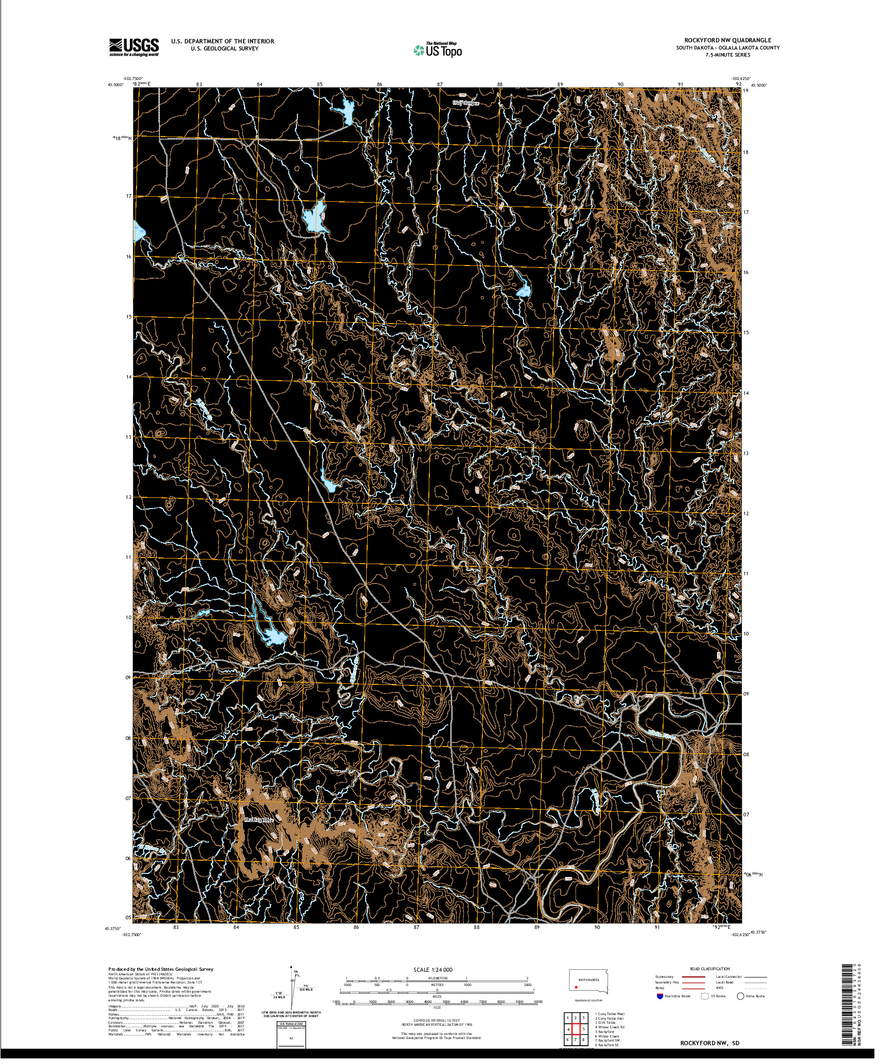 USGS US TOPO 7.5-MINUTE MAP FOR ROCKYFORD NW, SD 2021