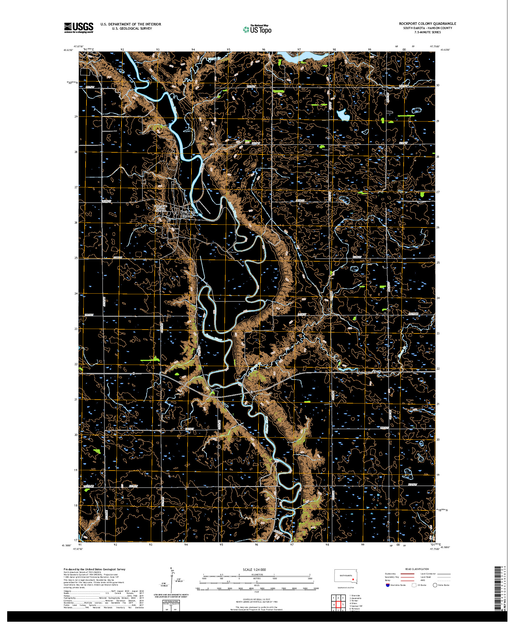 USGS US TOPO 7.5-MINUTE MAP FOR ROCKPORT COLONY, SD 2021