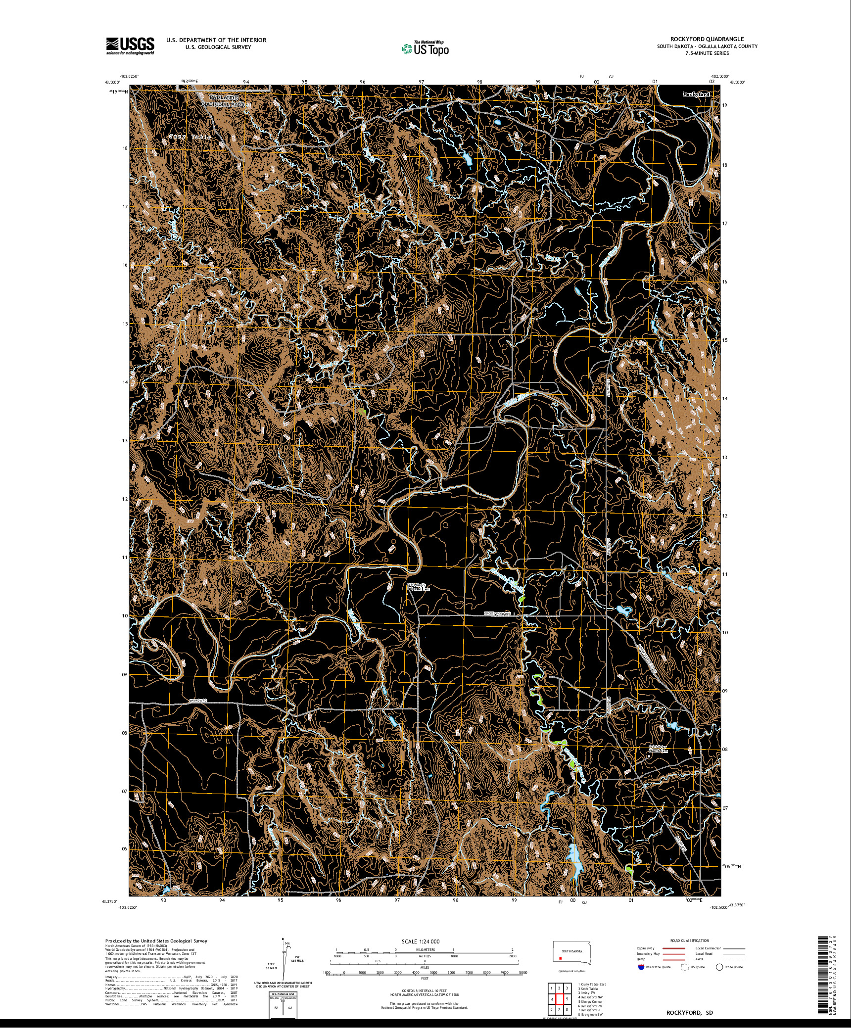 USGS US TOPO 7.5-MINUTE MAP FOR ROCKYFORD, SD 2021