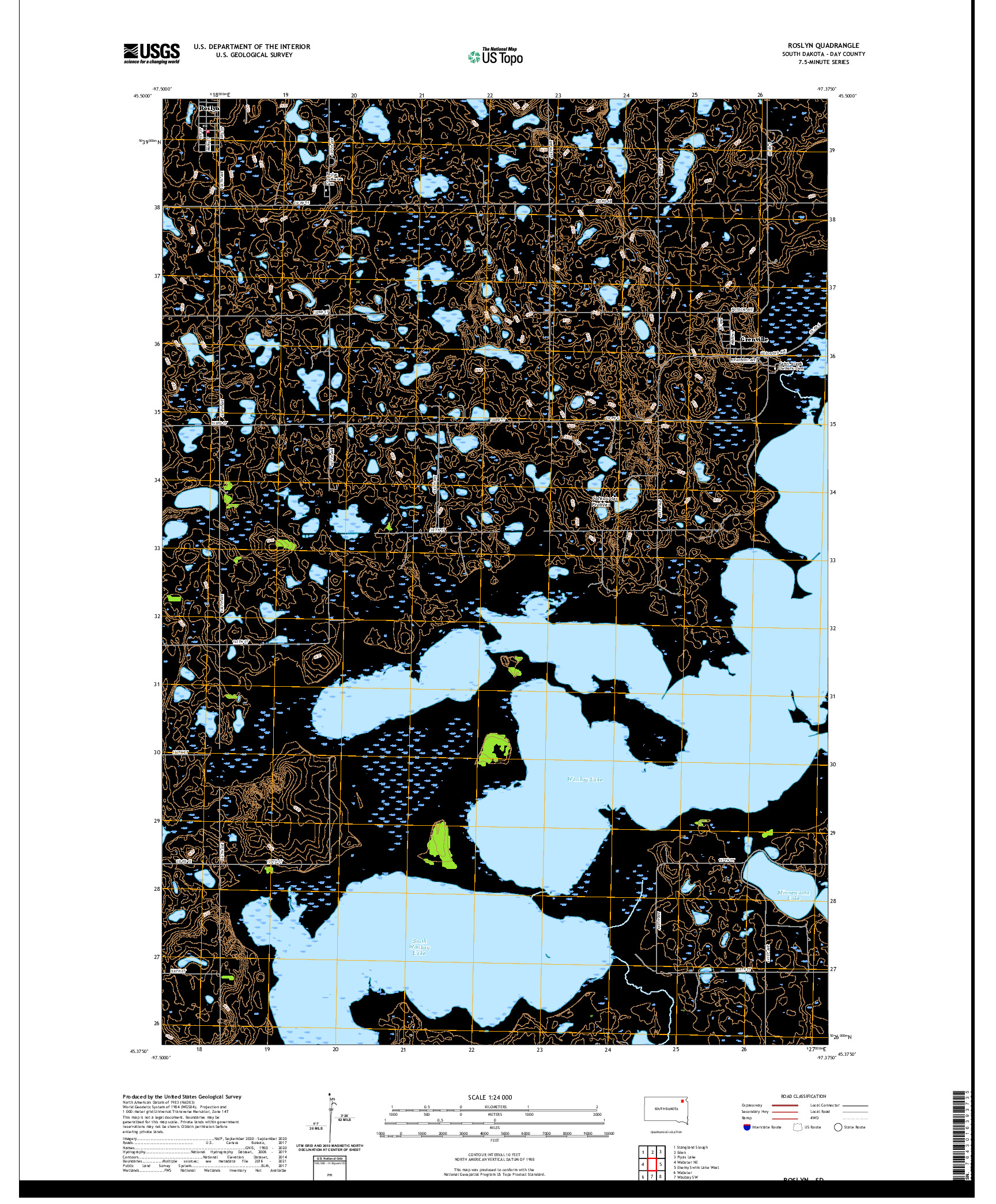 USGS US TOPO 7.5-MINUTE MAP FOR ROSLYN, SD 2021