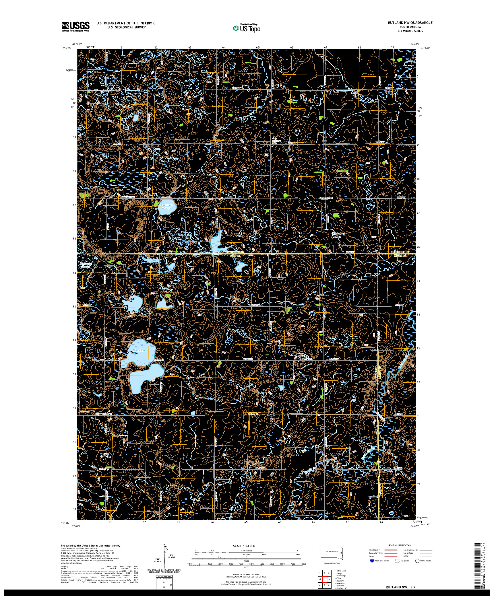 USGS US TOPO 7.5-MINUTE MAP FOR RUTLAND NW, SD 2021