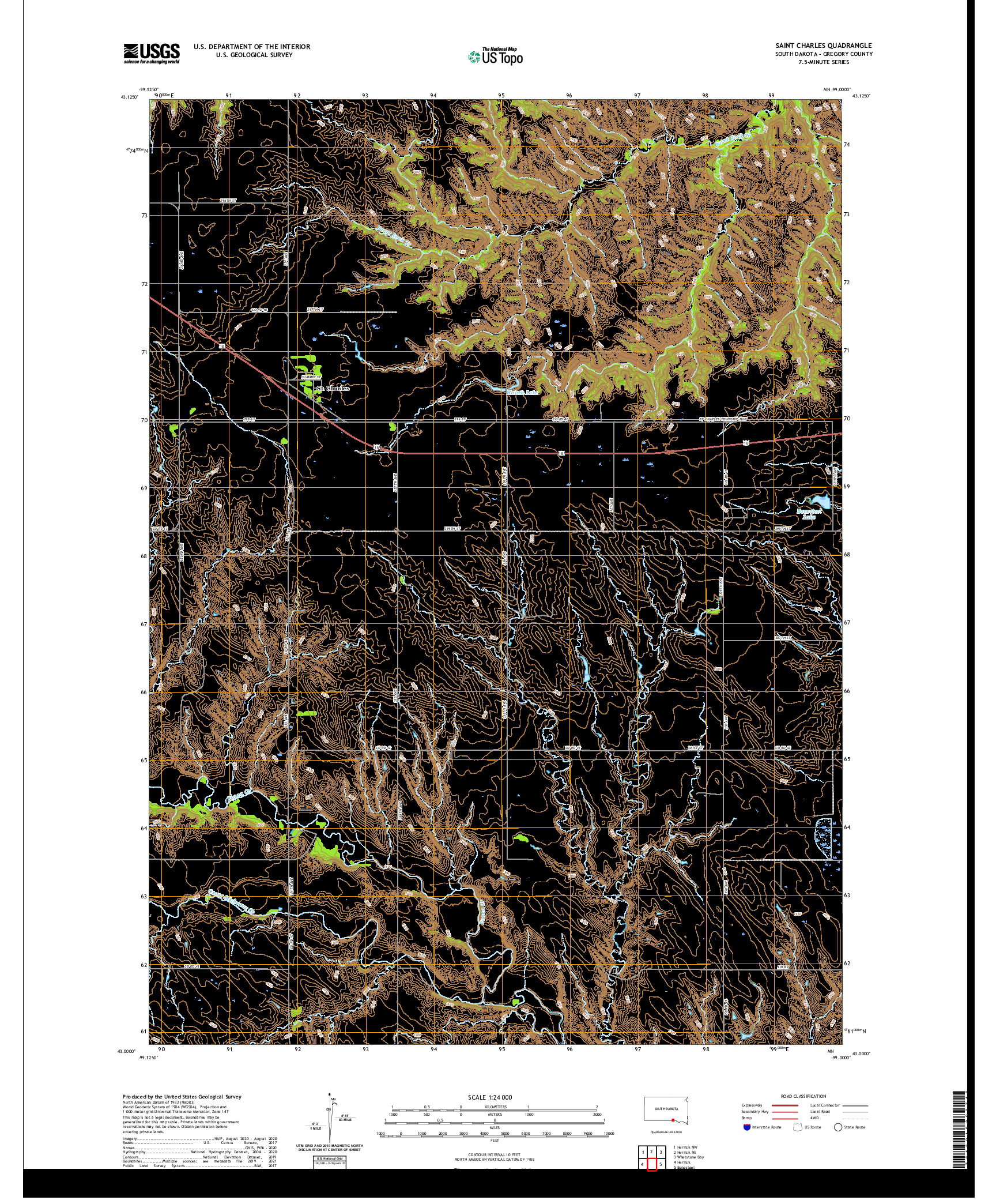 USGS US TOPO 7.5-MINUTE MAP FOR SAINT CHARLES, SD 2021