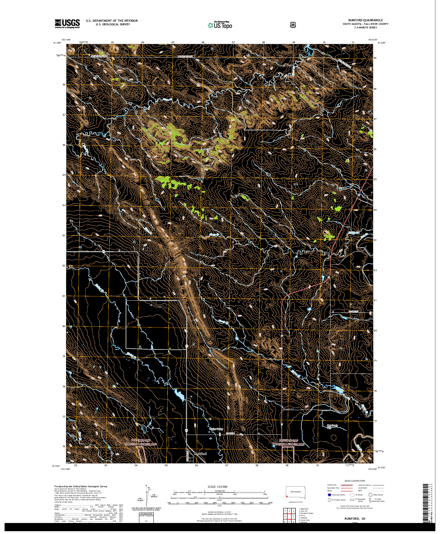 USGS US TOPO 7.5-MINUTE MAP FOR RUMFORD, SD 2021