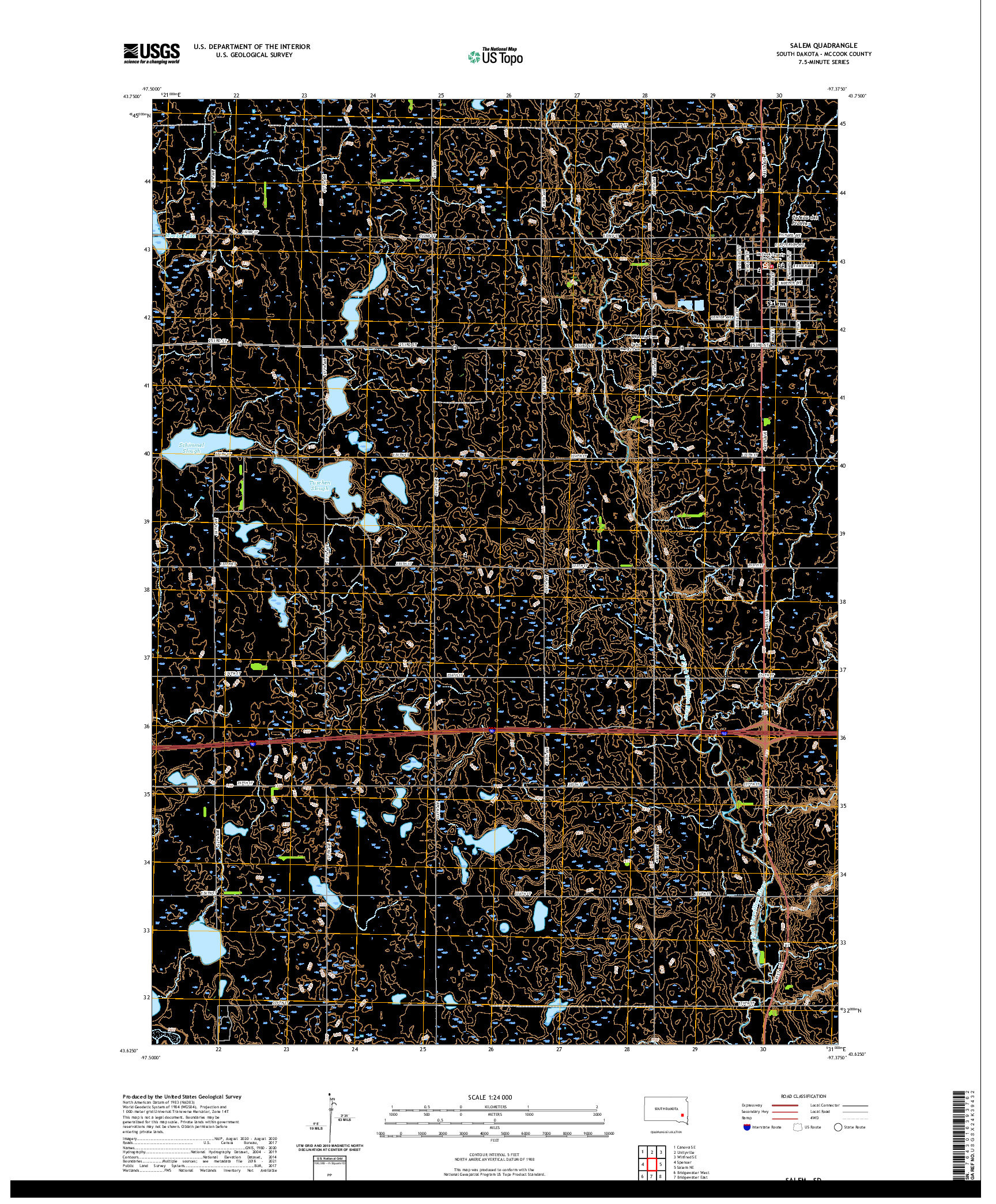 USGS US TOPO 7.5-MINUTE MAP FOR SALEM, SD 2021