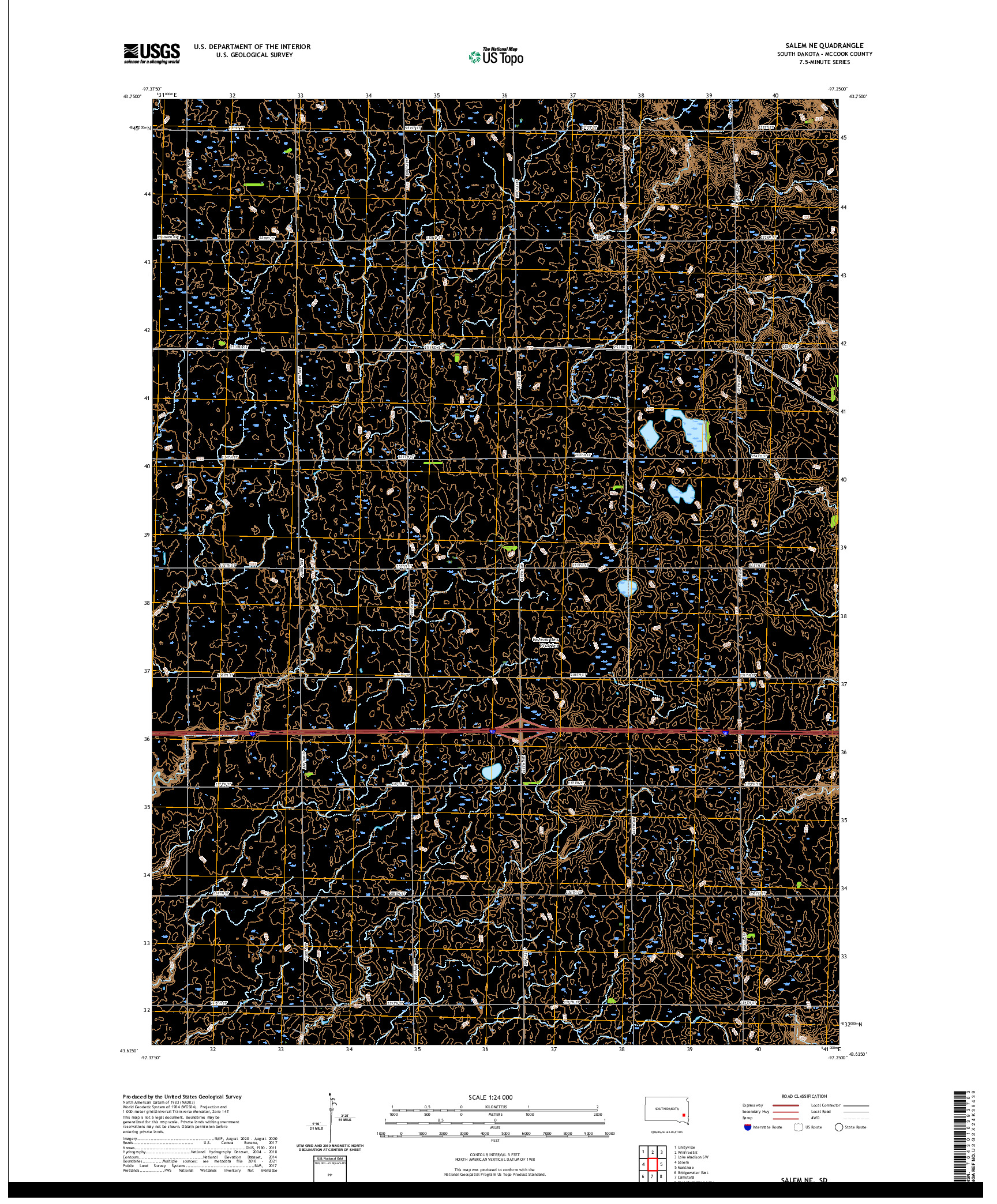 USGS US TOPO 7.5-MINUTE MAP FOR SALEM NE, SD 2021