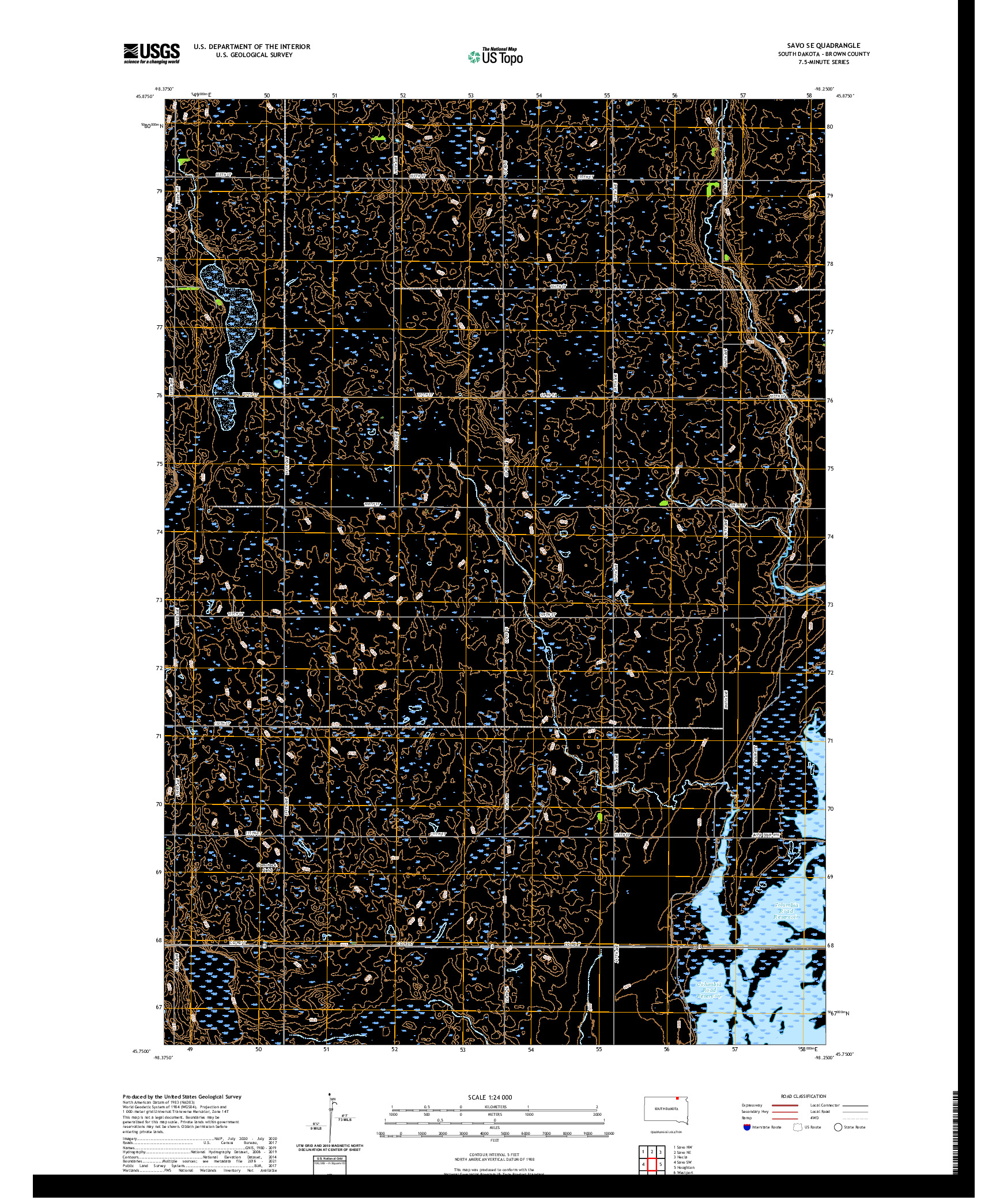 USGS US TOPO 7.5-MINUTE MAP FOR SAVO SE, SD 2021