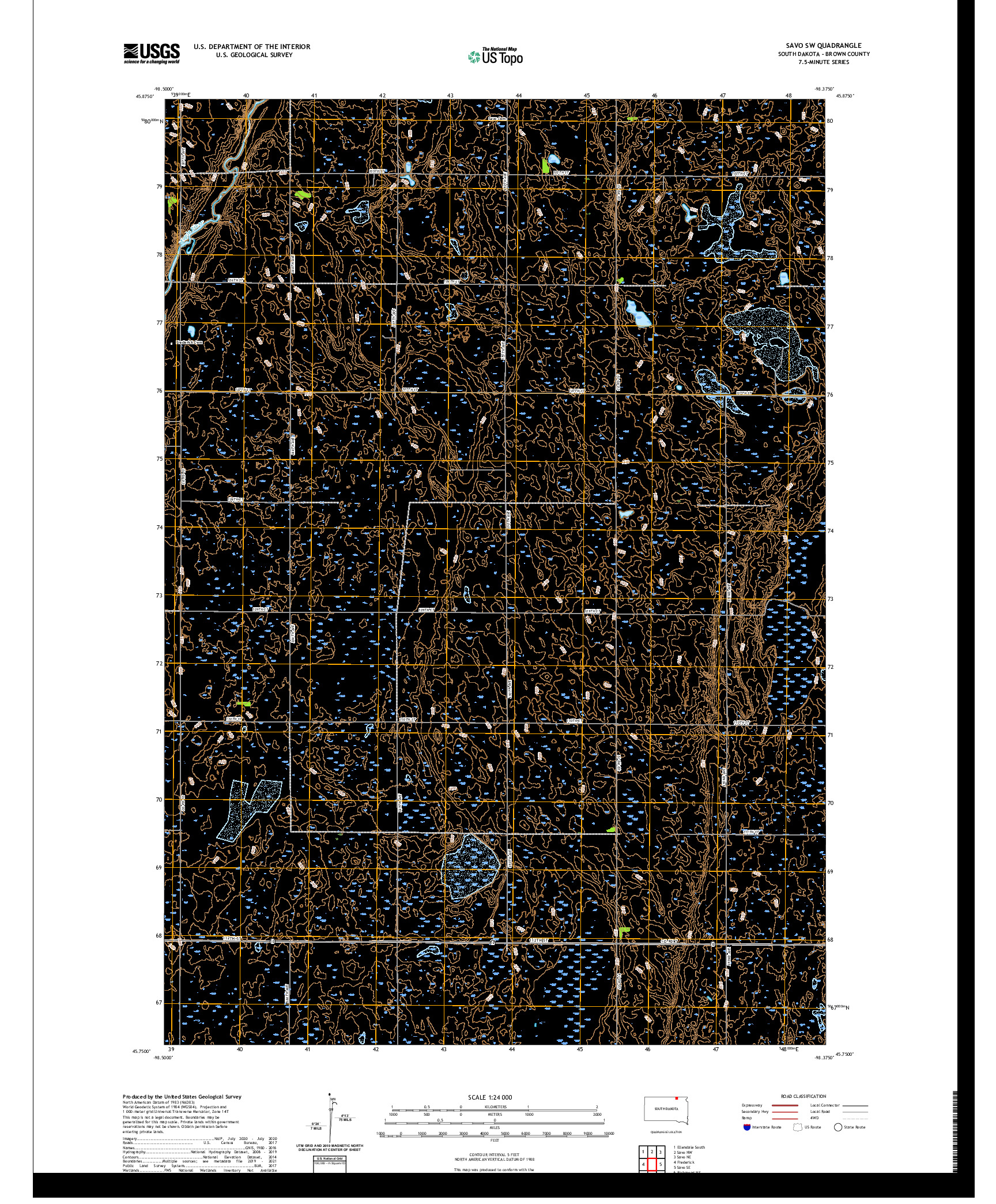 USGS US TOPO 7.5-MINUTE MAP FOR SAVO SW, SD 2021