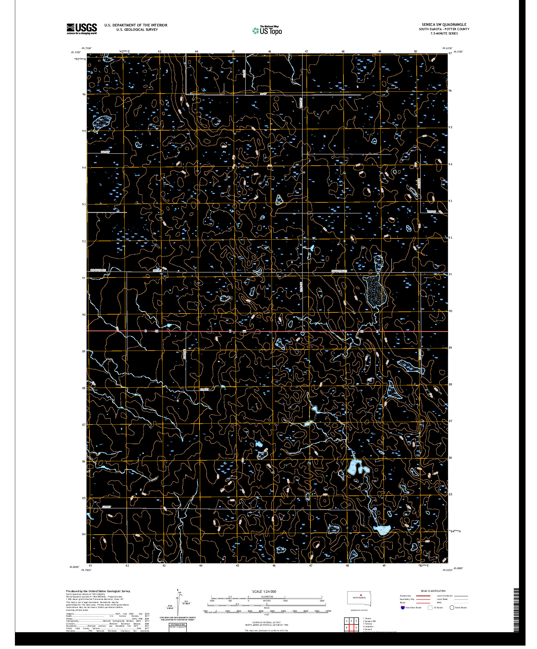 USGS US TOPO 7.5-MINUTE MAP FOR SENECA SW, SD 2021