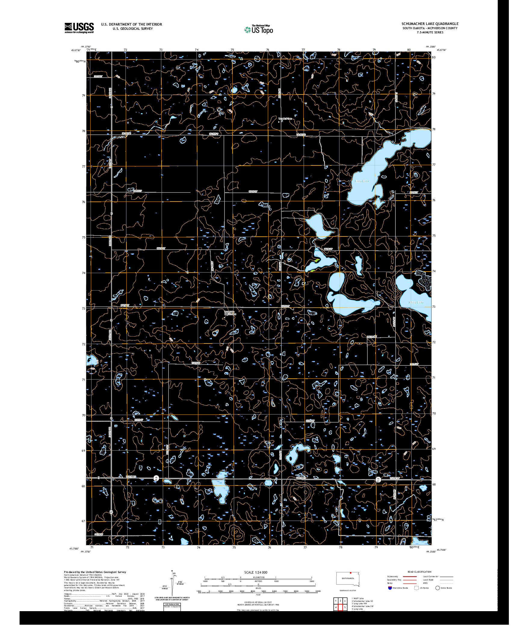 USGS US TOPO 7.5-MINUTE MAP FOR SCHUMACHER LAKE, SD 2021