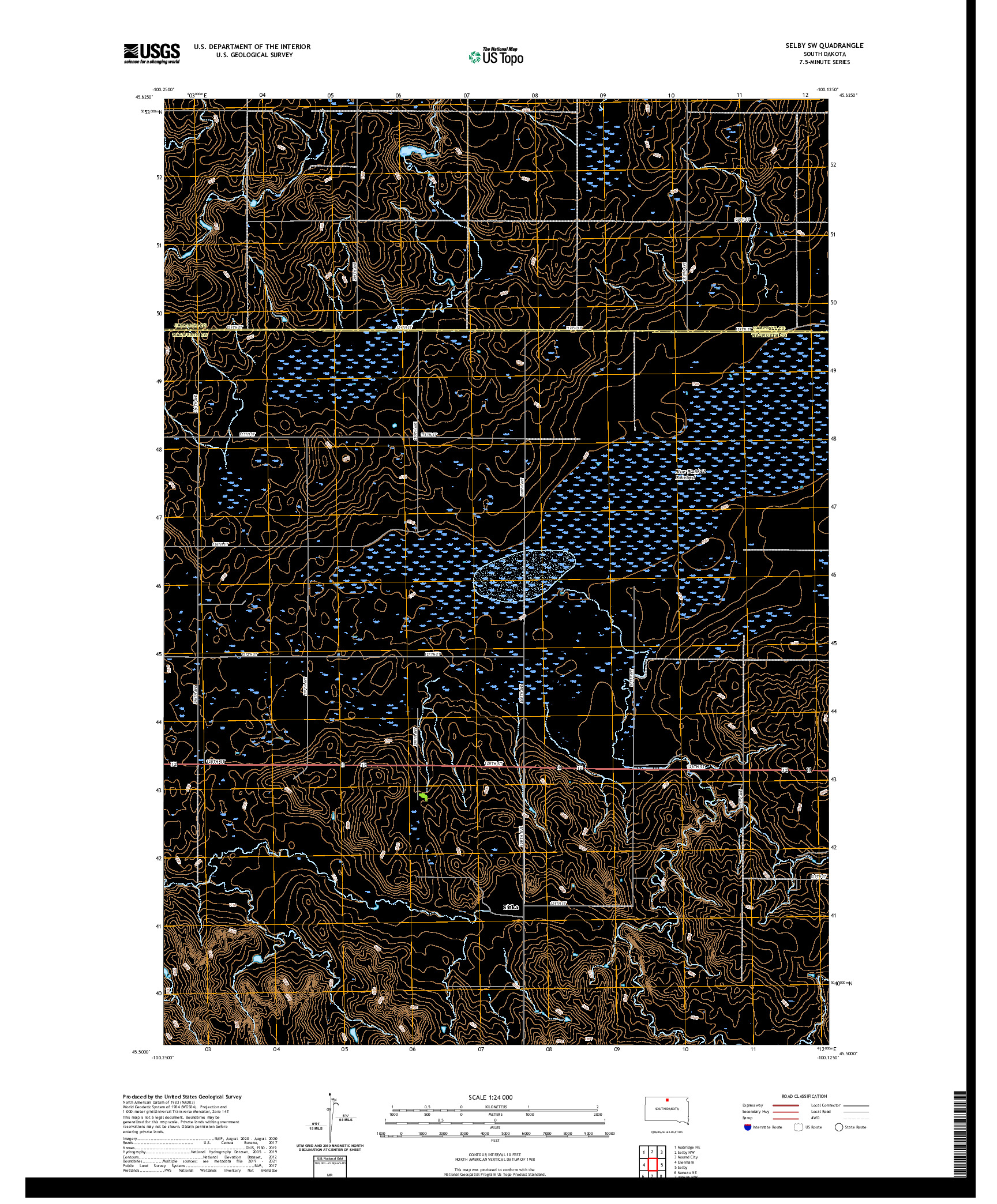 USGS US TOPO 7.5-MINUTE MAP FOR SELBY SW, SD 2021