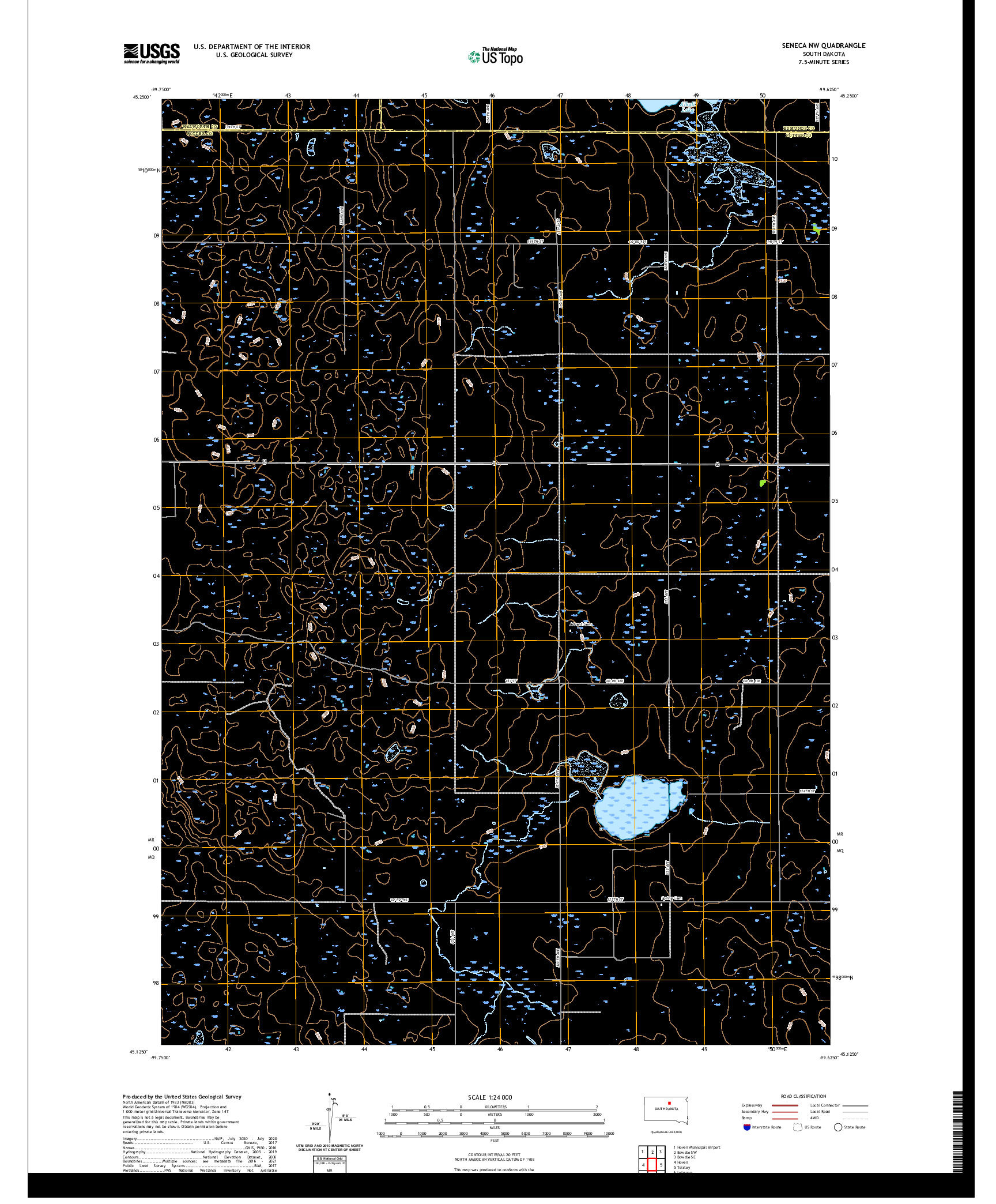 USGS US TOPO 7.5-MINUTE MAP FOR SENECA NW, SD 2021