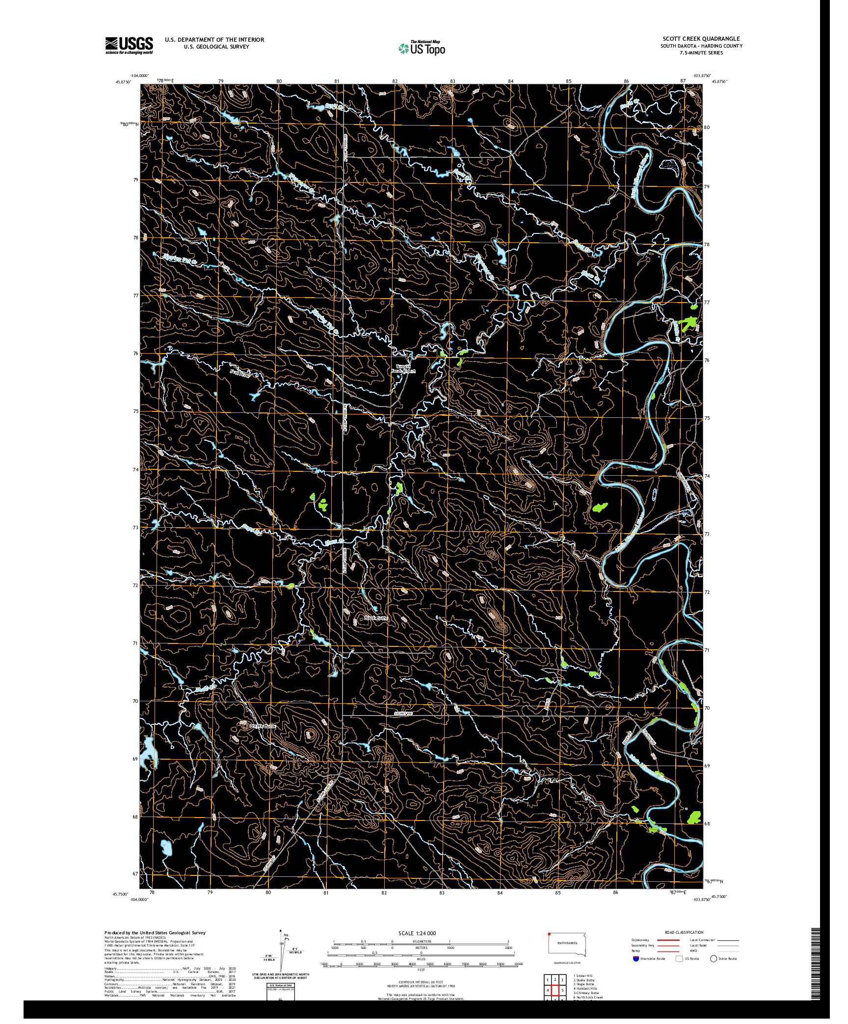 USGS US TOPO 7.5-MINUTE MAP FOR SCOTT CREEK, SD 2021
