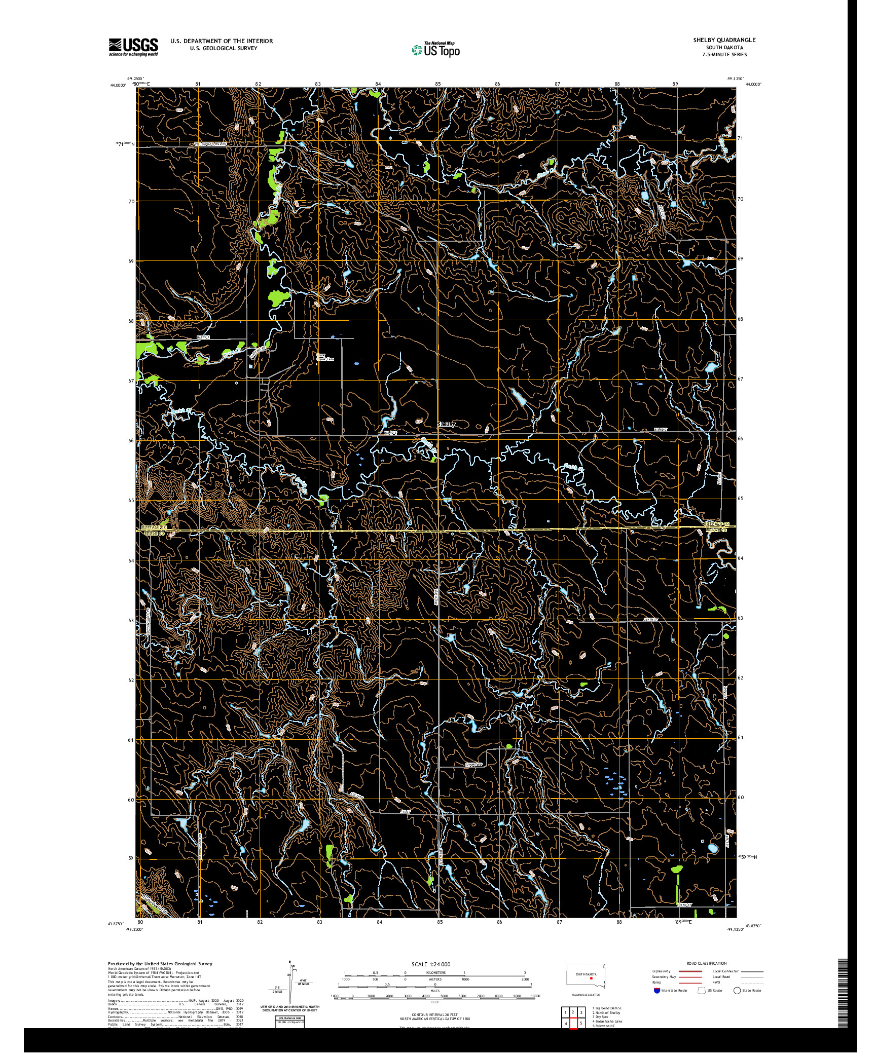USGS US TOPO 7.5-MINUTE MAP FOR SHELBY, SD 2021