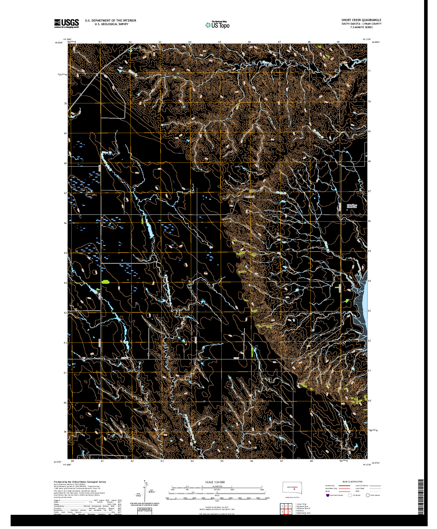 USGS US TOPO 7.5-MINUTE MAP FOR SHORT CREEK, SD 2021