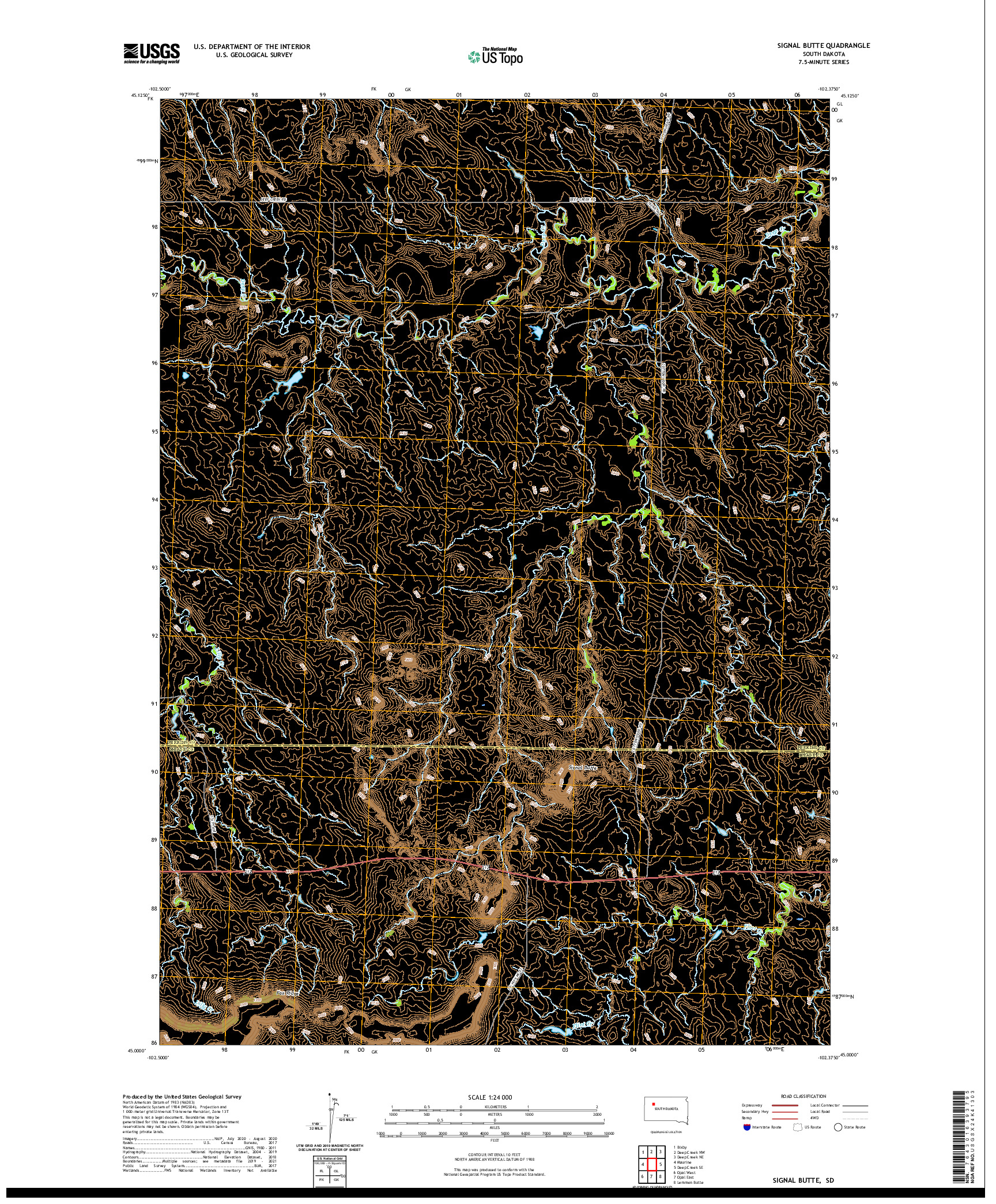 USGS US TOPO 7.5-MINUTE MAP FOR SIGNAL BUTTE, SD 2021