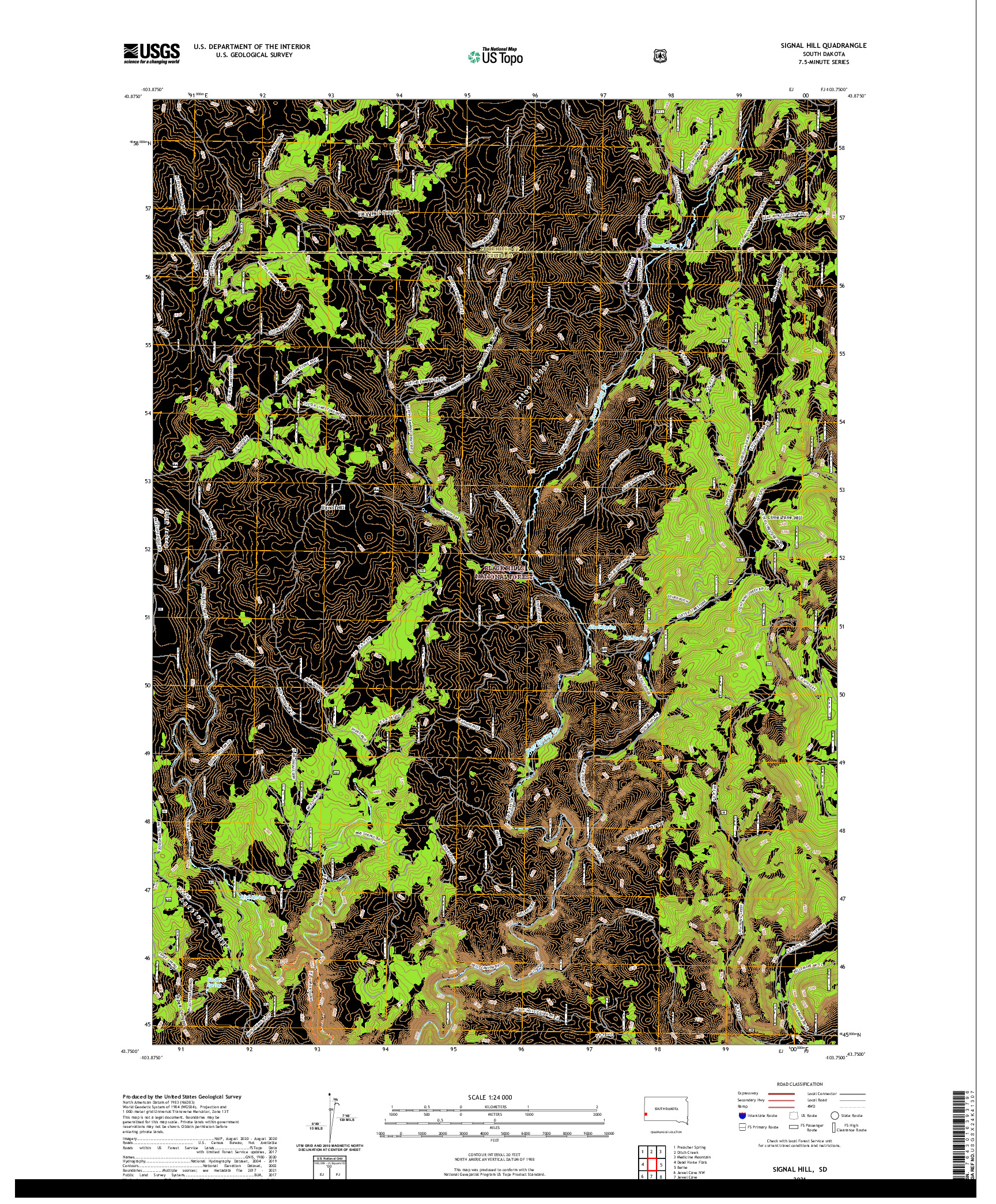 USGS US TOPO 7.5-MINUTE MAP FOR SIGNAL HILL, SD 2021