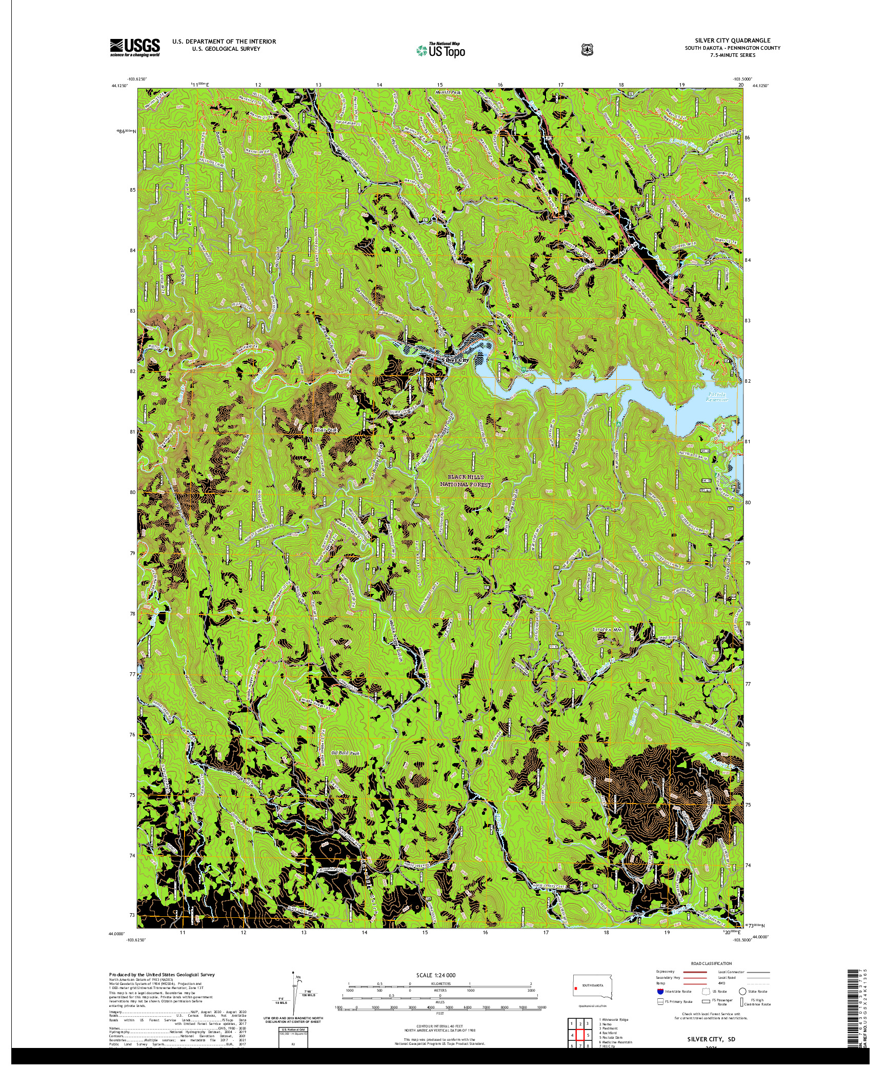 USGS US TOPO 7.5-MINUTE MAP FOR SILVER CITY, SD 2021