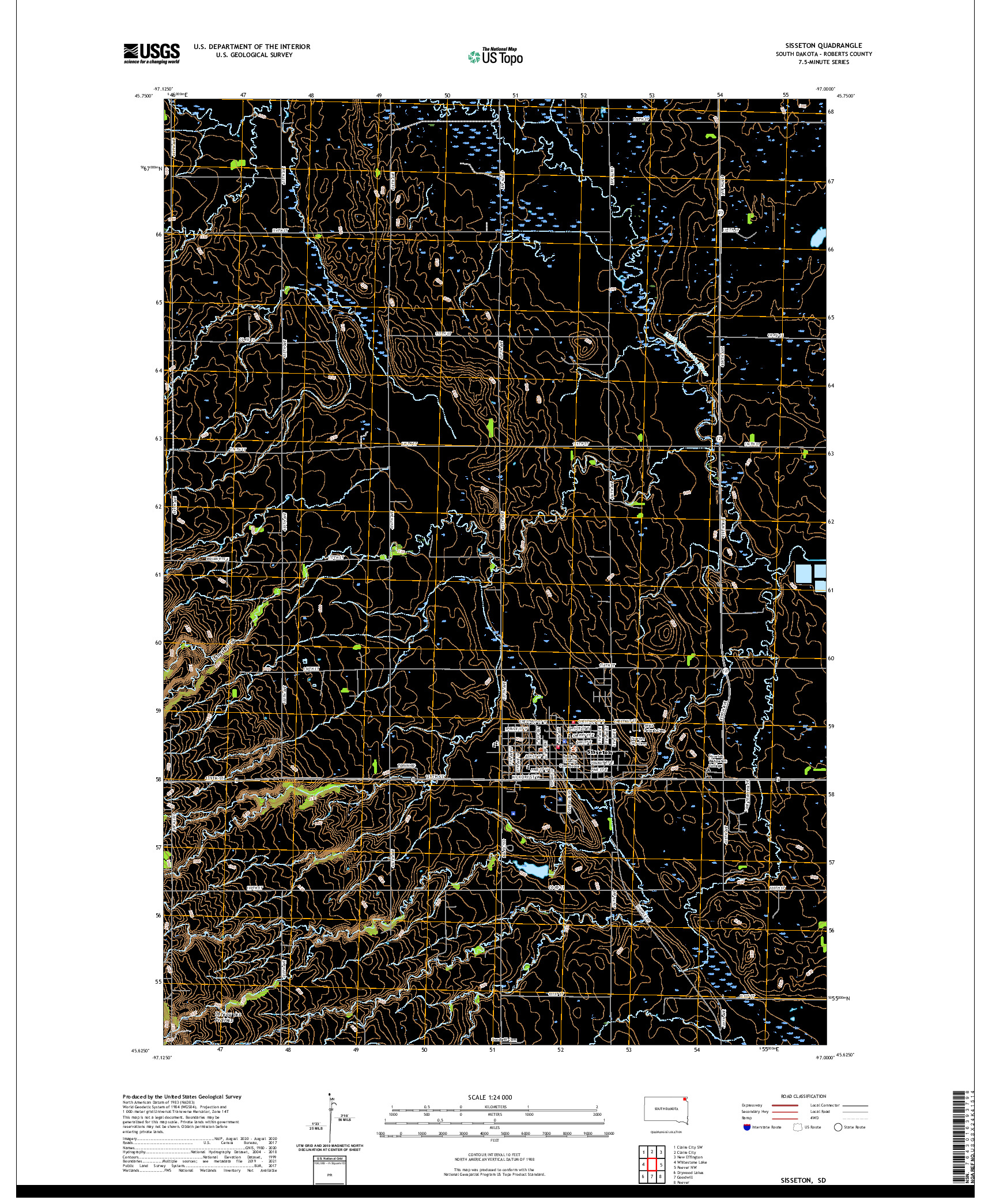 USGS US TOPO 7.5-MINUTE MAP FOR SISSETON, SD 2021