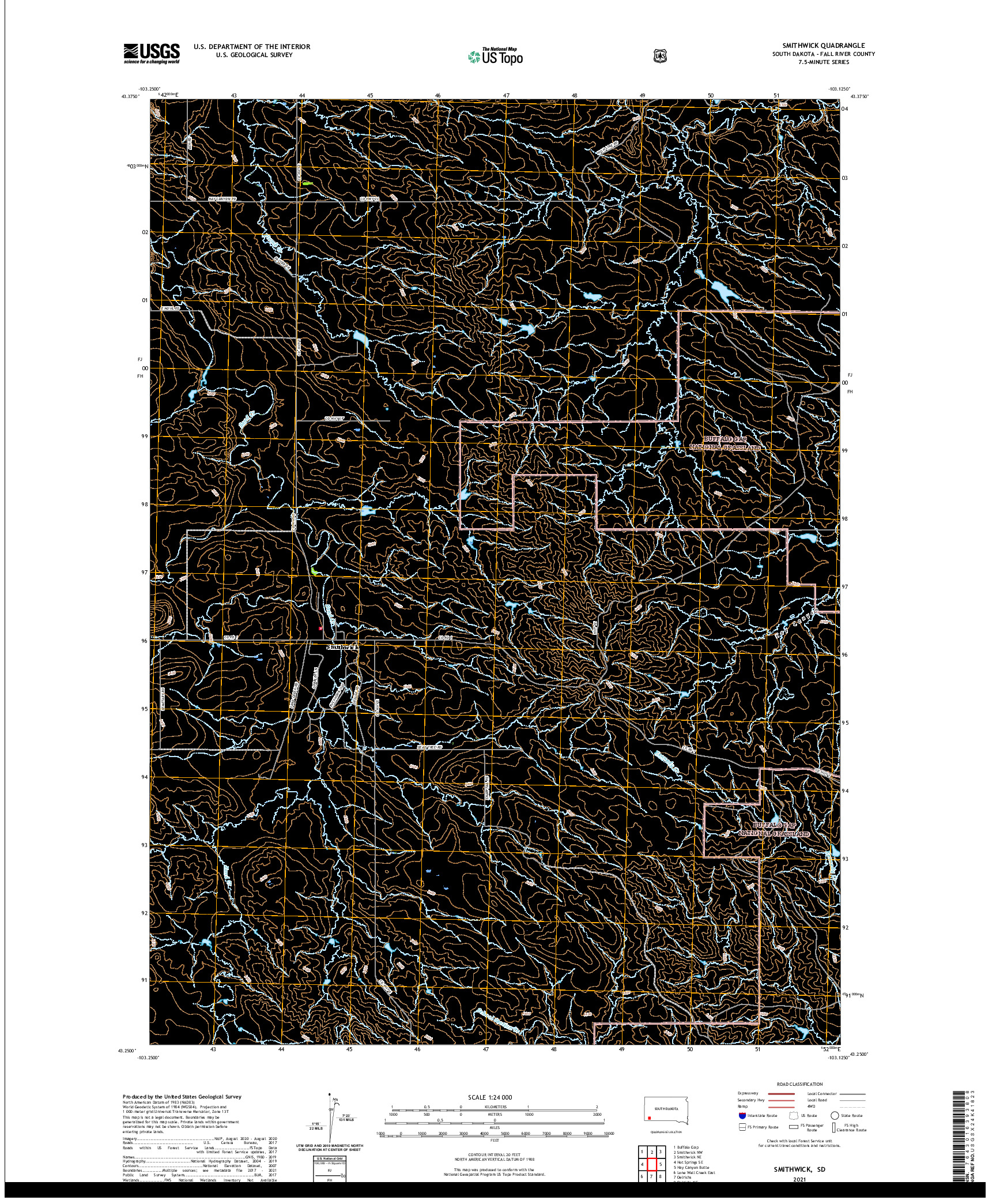 USGS US TOPO 7.5-MINUTE MAP FOR SMITHWICK, SD 2021