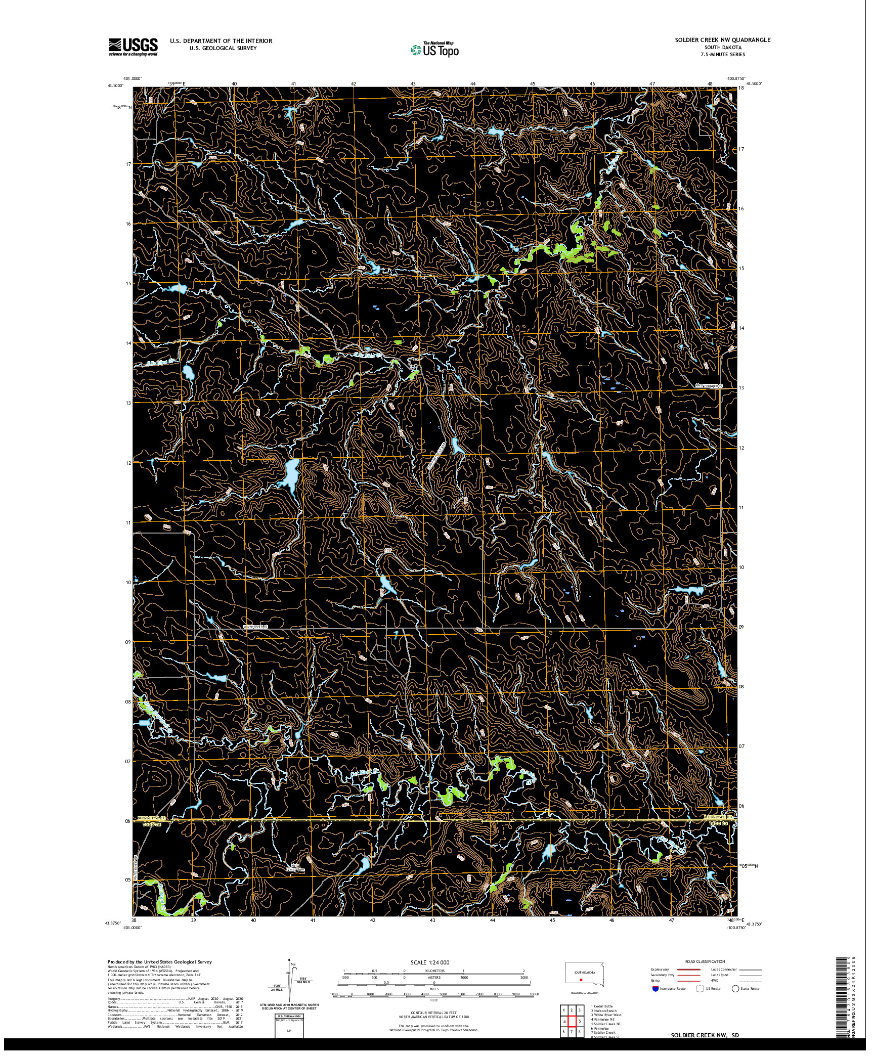 USGS US TOPO 7.5-MINUTE MAP FOR SOLDIER CREEK NW, SD 2021