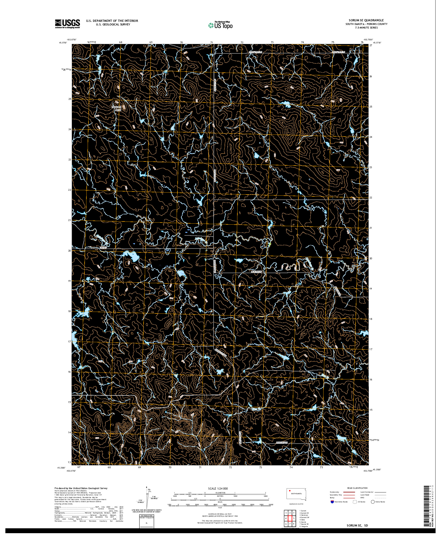 USGS US TOPO 7.5-MINUTE MAP FOR SORUM SE, SD 2021