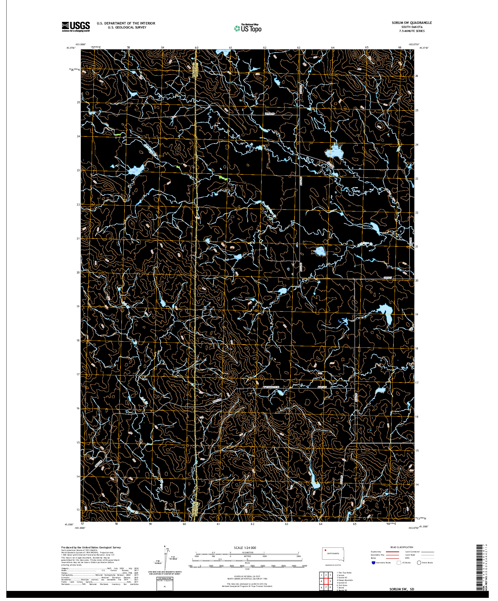 USGS US TOPO 7.5-MINUTE MAP FOR SORUM SW, SD 2021