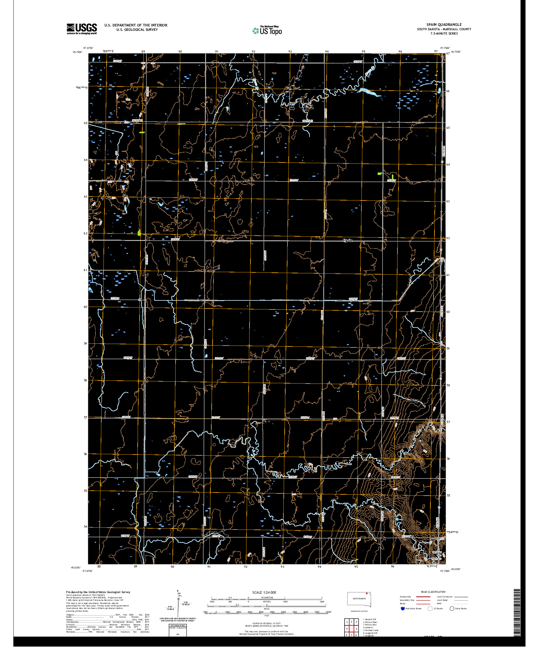 USGS US TOPO 7.5-MINUTE MAP FOR SPAIN, SD 2021