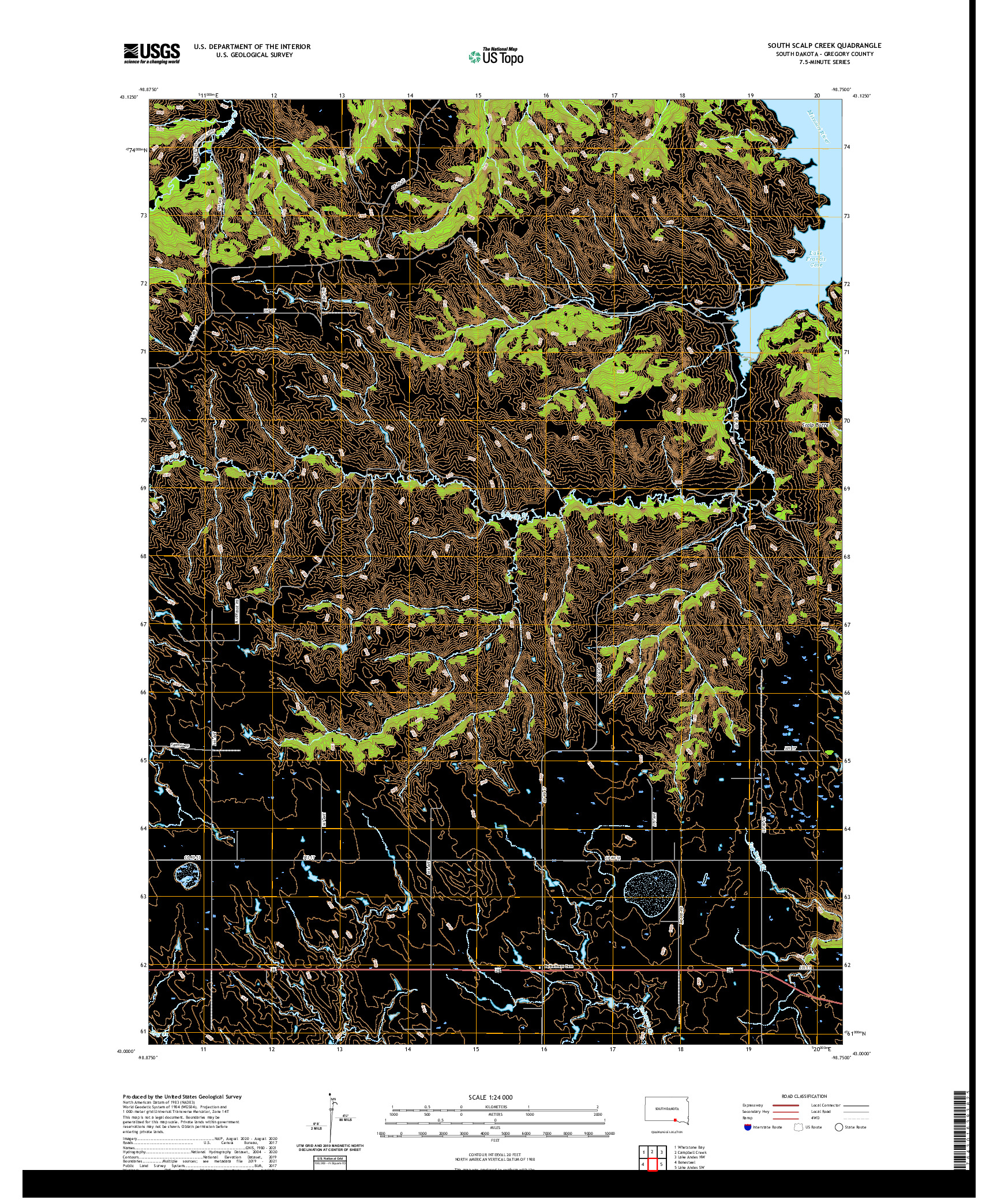 USGS US TOPO 7.5-MINUTE MAP FOR SOUTH SCALP CREEK, SD 2021