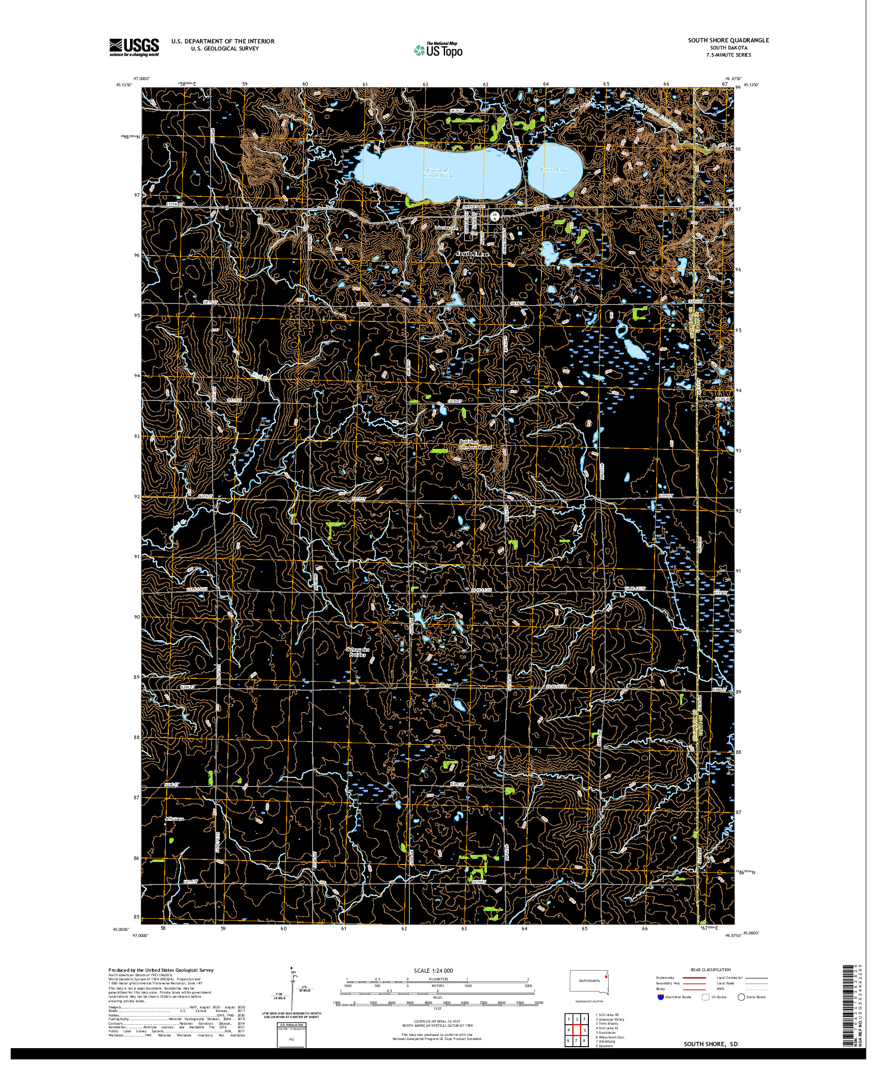 USGS US TOPO 7.5-MINUTE MAP FOR SOUTH SHORE, SD 2021