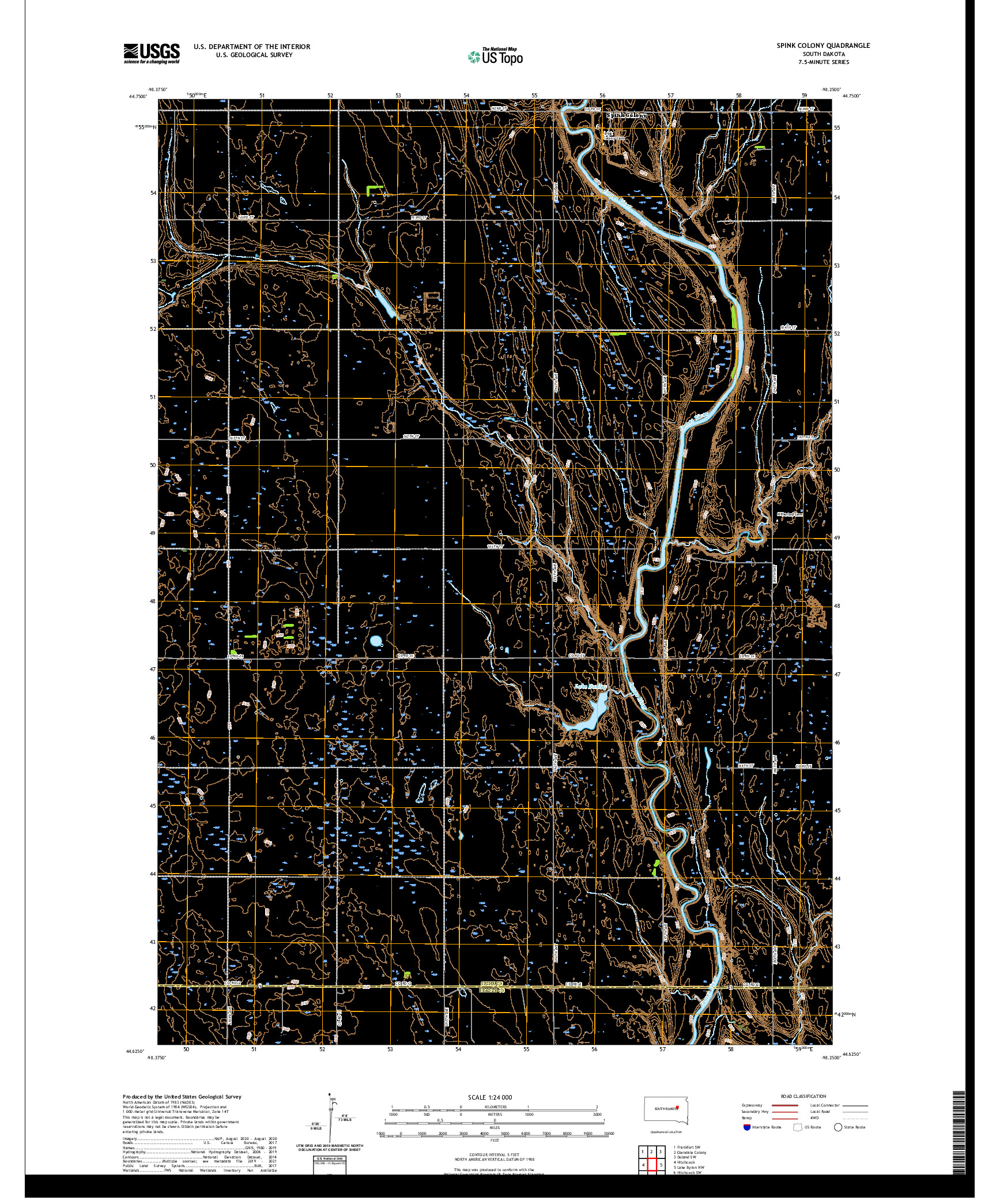 USGS US TOPO 7.5-MINUTE MAP FOR SPINK COLONY, SD 2021