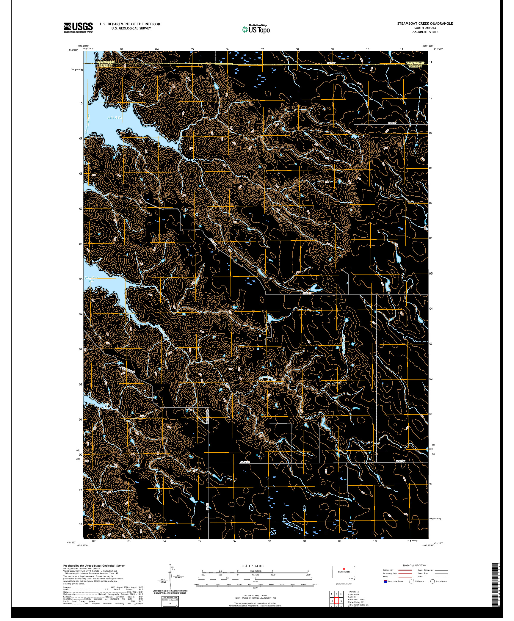 USGS US TOPO 7.5-MINUTE MAP FOR STEAMBOAT CREEK, SD 2021