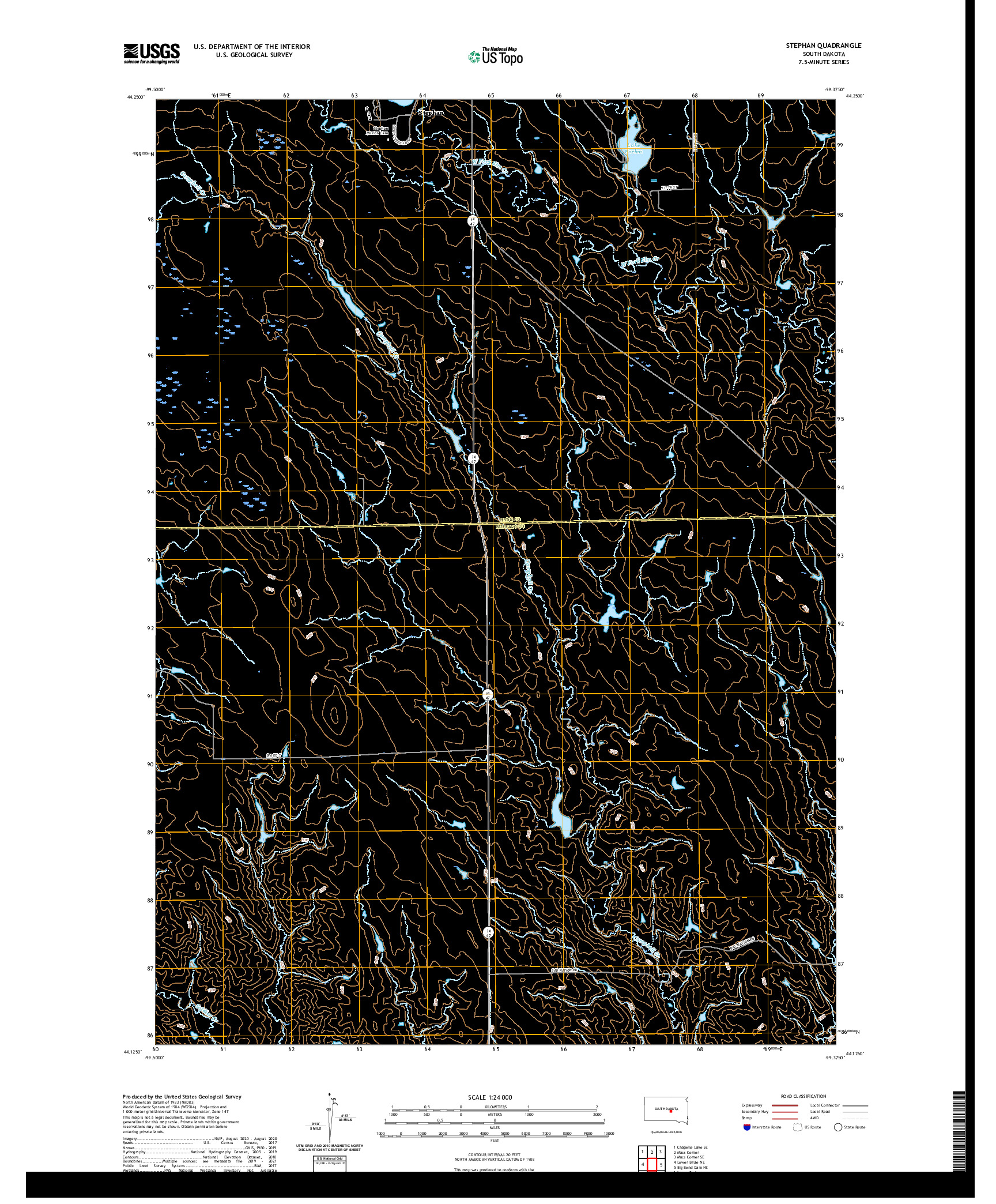 USGS US TOPO 7.5-MINUTE MAP FOR STEPHAN, SD 2021