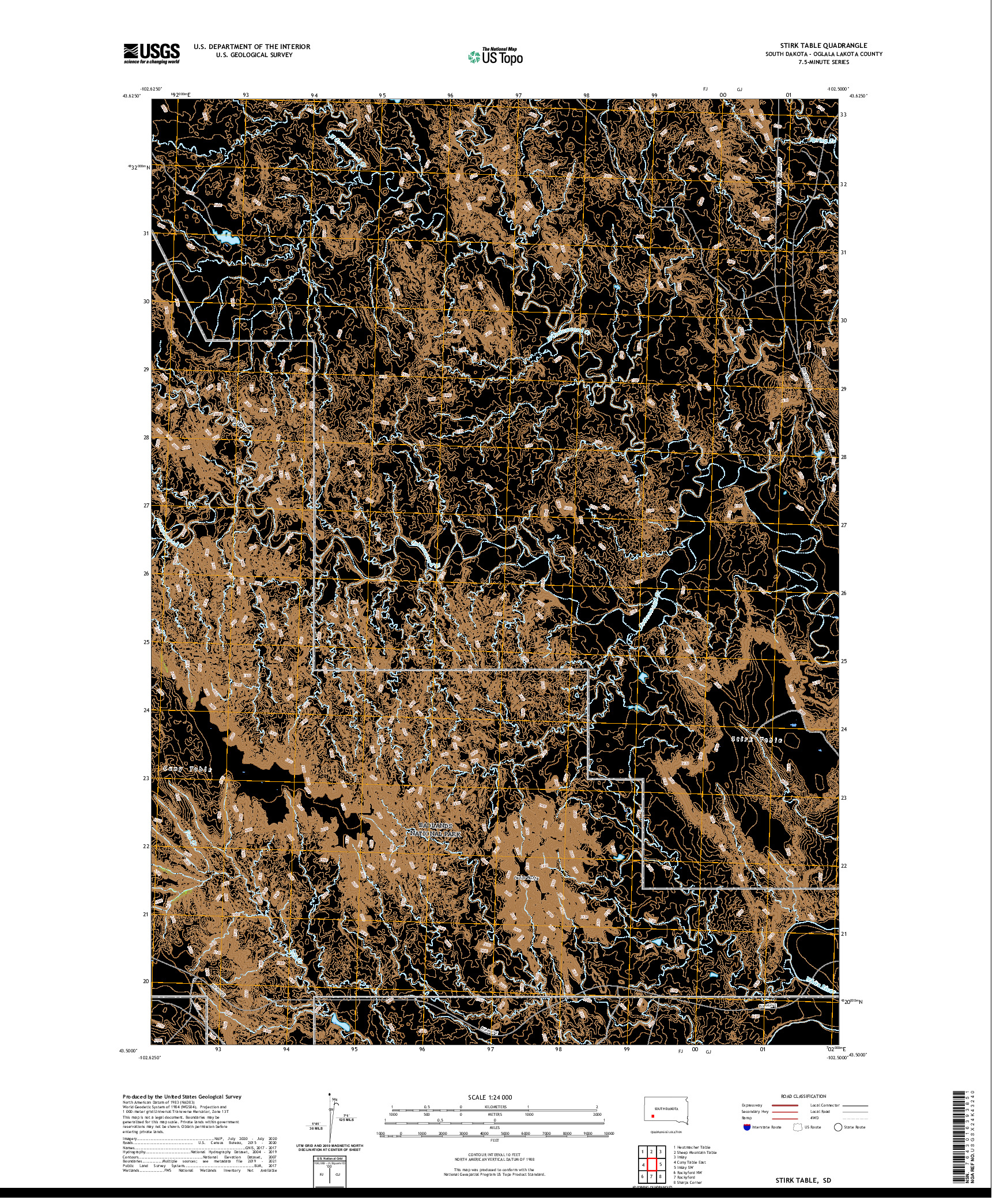 USGS US TOPO 7.5-MINUTE MAP FOR STIRK TABLE, SD 2021