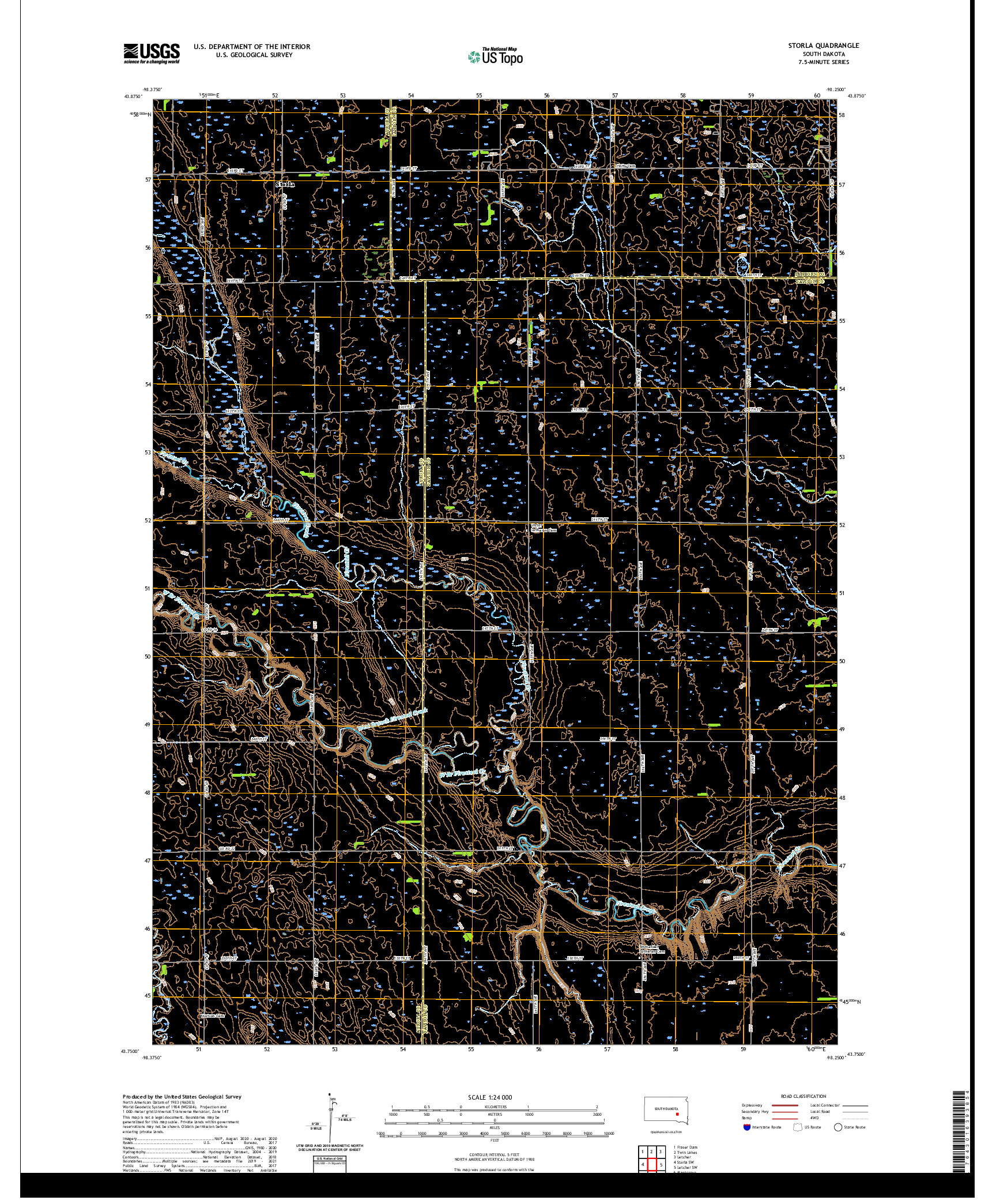 USGS US TOPO 7.5-MINUTE MAP FOR STORLA, SD 2021