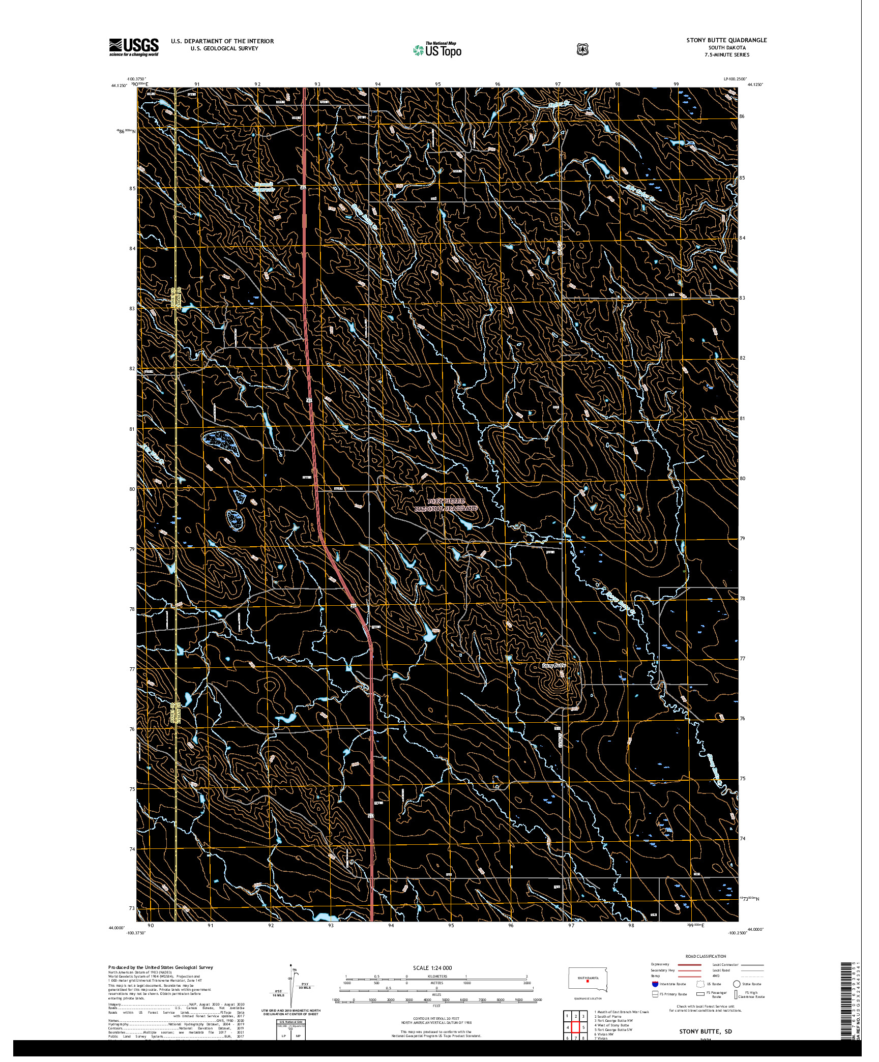 USGS US TOPO 7.5-MINUTE MAP FOR STONY BUTTE, SD 2021