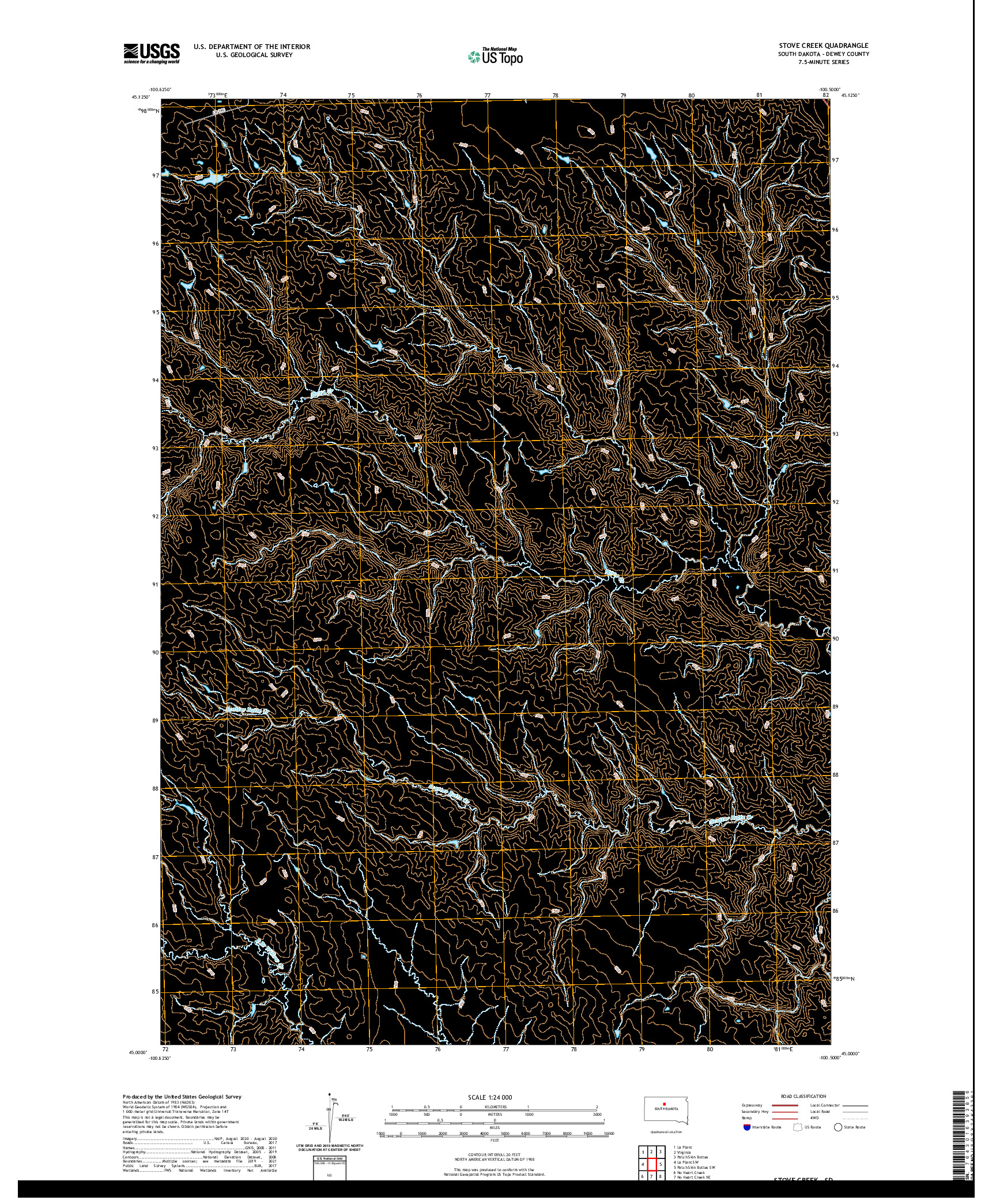 USGS US TOPO 7.5-MINUTE MAP FOR STOVE CREEK, SD 2021