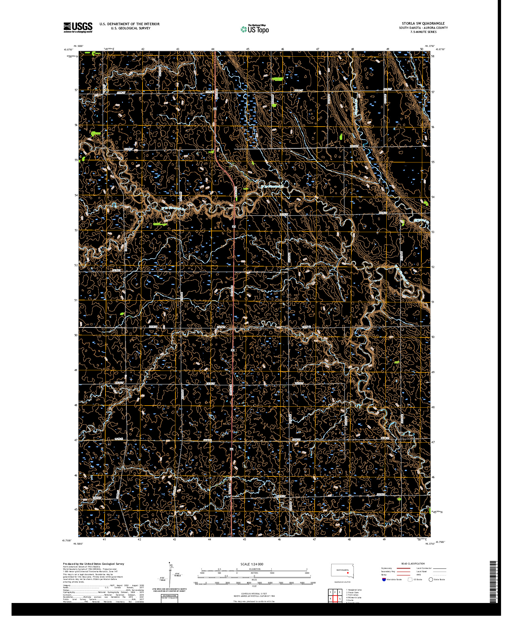 USGS US TOPO 7.5-MINUTE MAP FOR STORLA SW, SD 2021