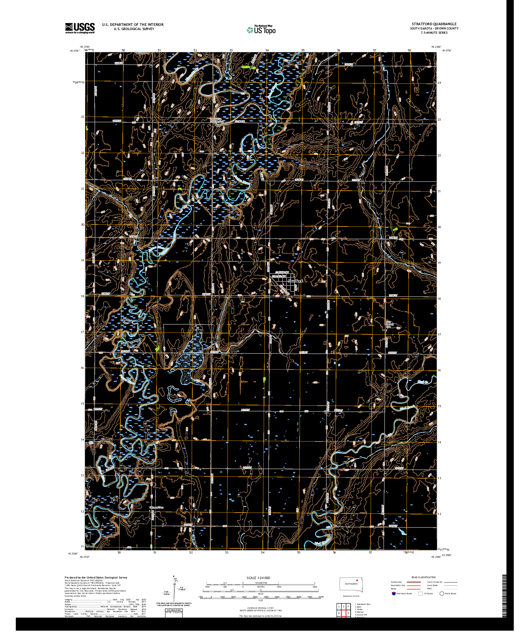 USGS US TOPO 7.5-MINUTE MAP FOR STRATFORD, SD 2021