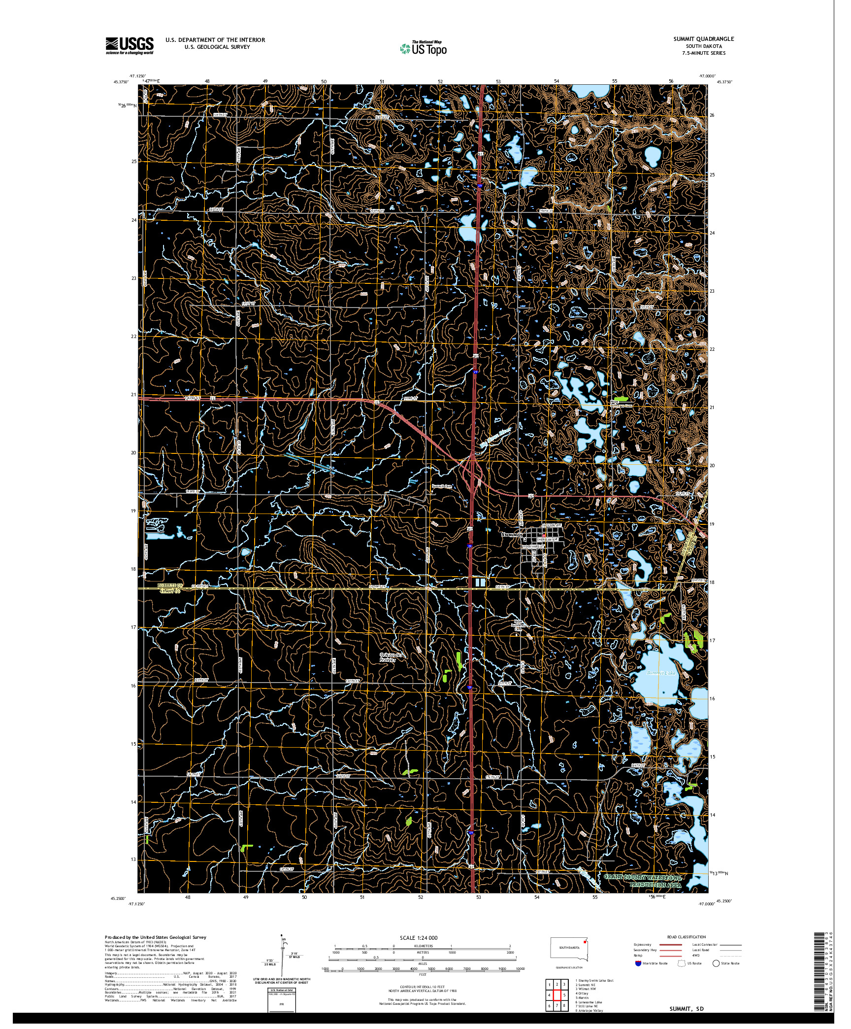 USGS US TOPO 7.5-MINUTE MAP FOR SUMMIT, SD 2021