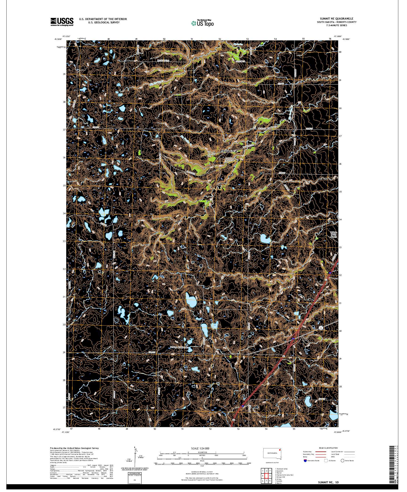 USGS US TOPO 7.5-MINUTE MAP FOR SUMMIT NE, SD 2021