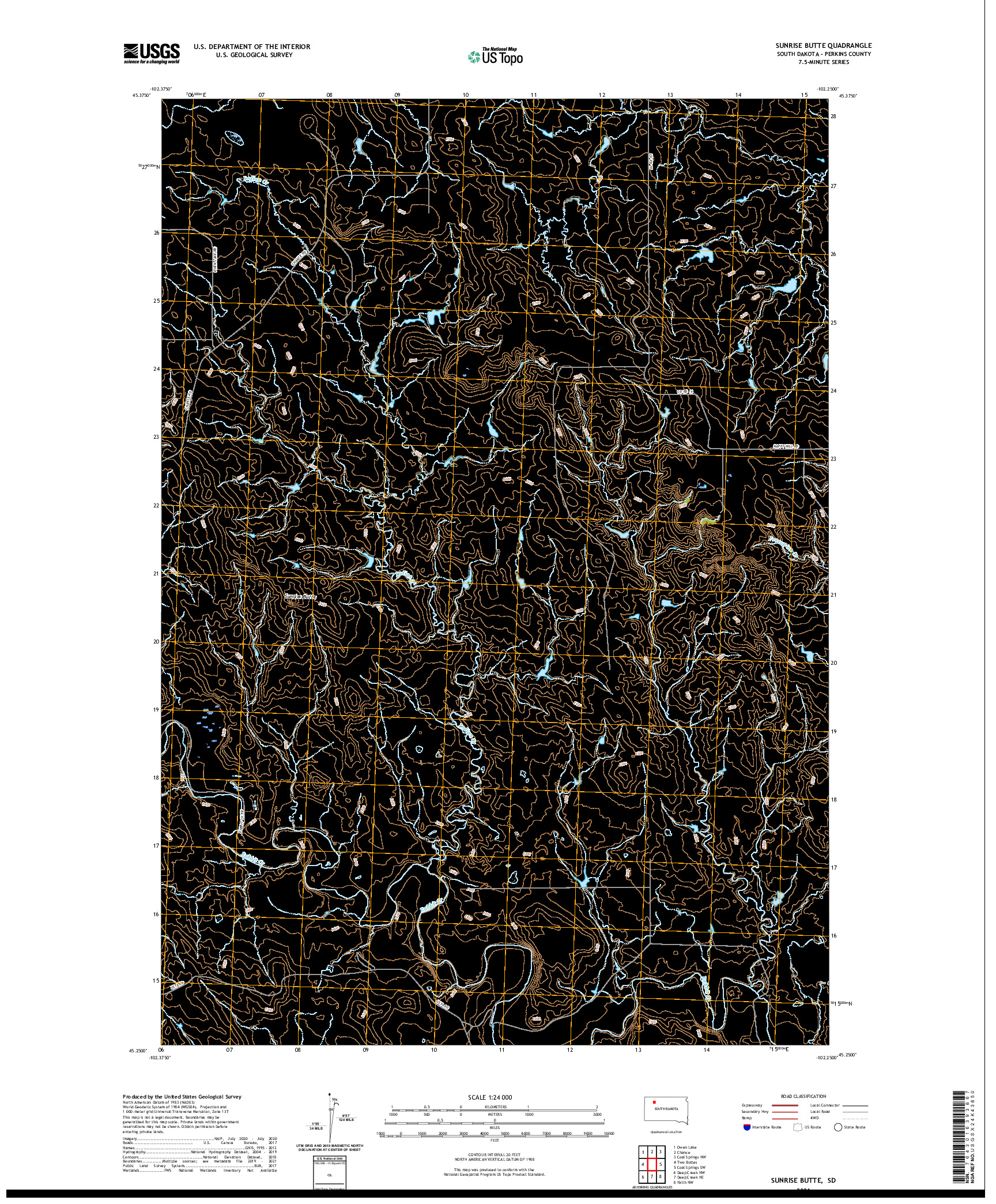 USGS US TOPO 7.5-MINUTE MAP FOR SUNRISE BUTTE, SD 2021